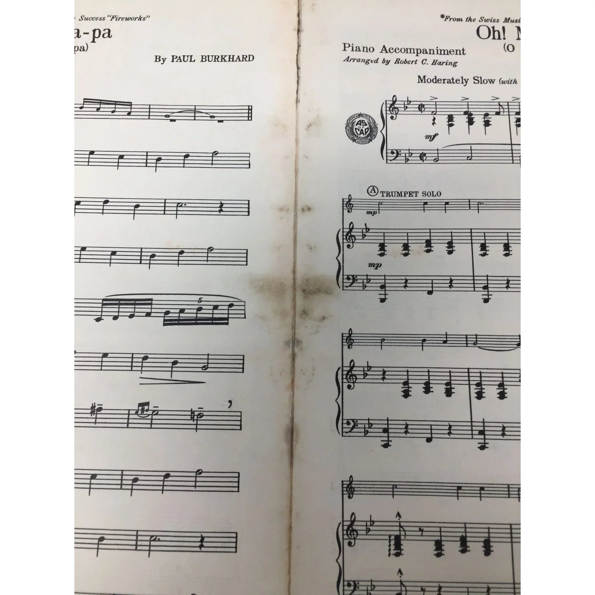 Oh! My Pa - Pa (O Mein Papa) by Paul Burkhard - A+ Stuff - SHEET MUSIC - A+ Stuff