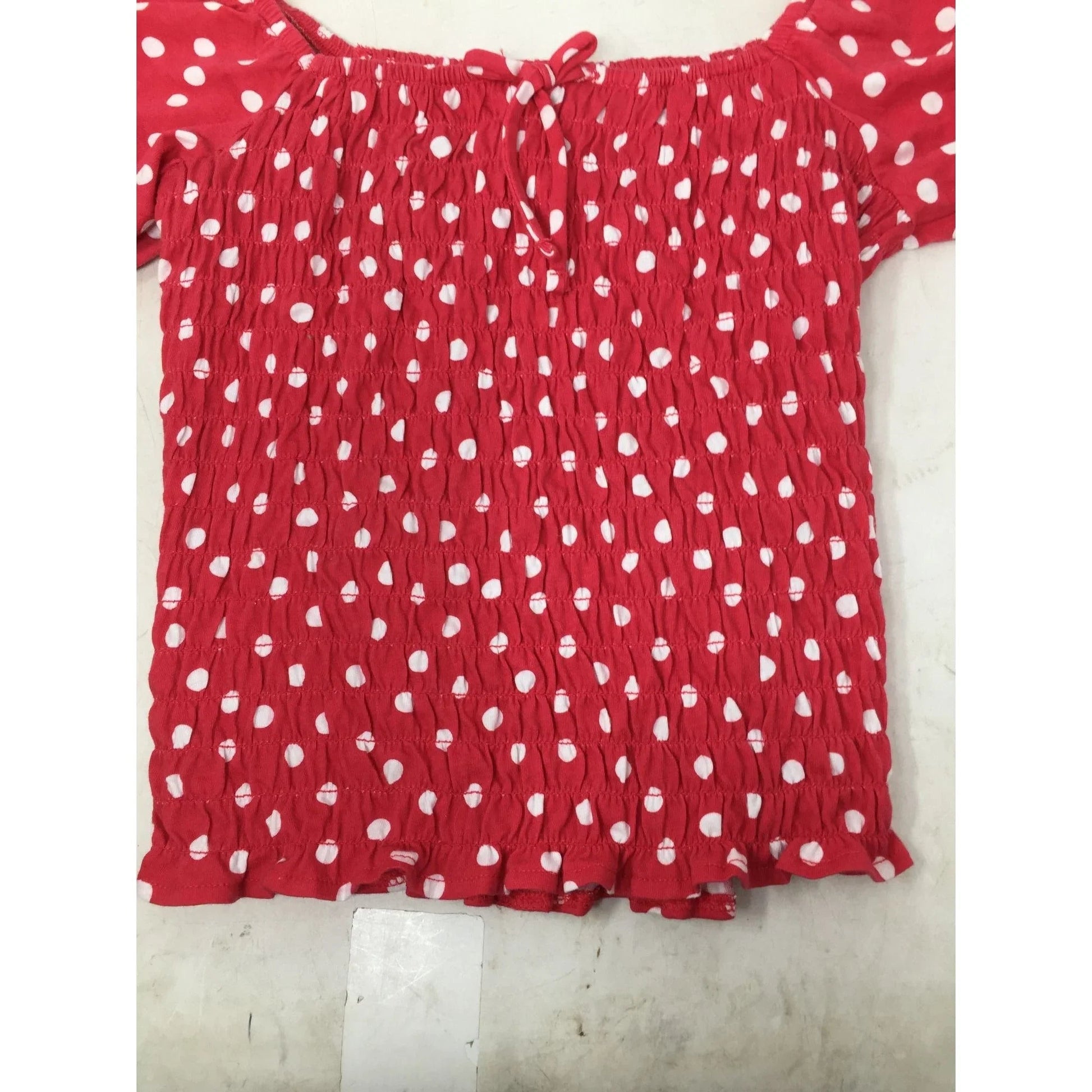 Old Navy Girl's Smocked Polka Dotted Shirt with Puff Sleeve Size XL (14 - 16) - Old Navy - Shirts & Tops - A+ Stuff