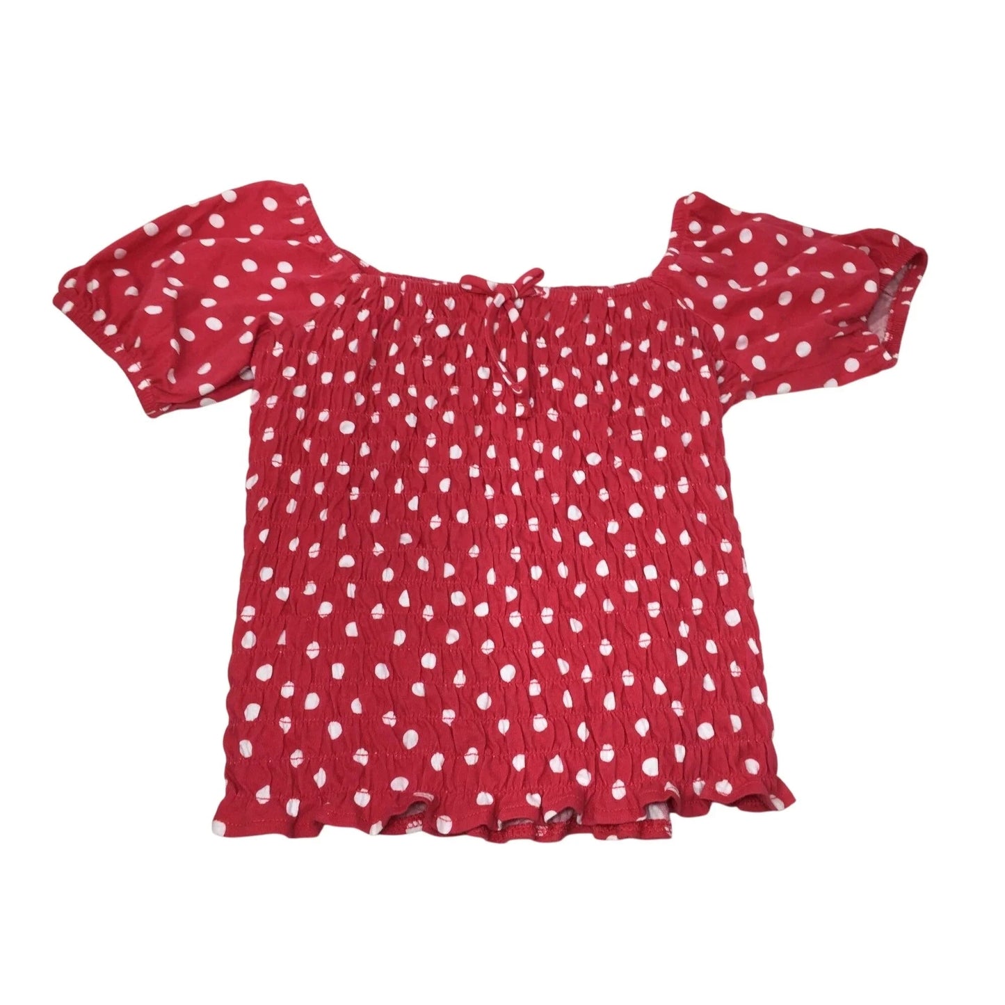 Old Navy Girl's Smocked Polka Dotted Shirt with Puff Sleeve Size XL (14 - 16) - Old Navy - Shirts & Tops - A+ Stuff