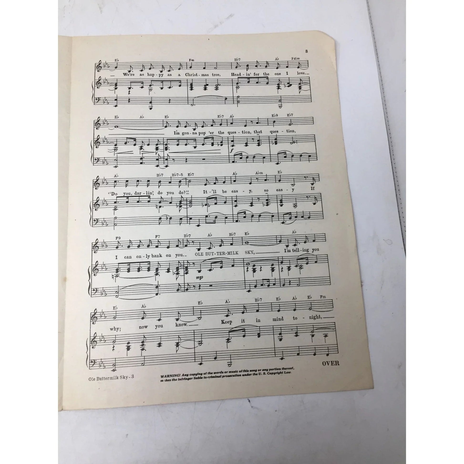 OLE BUTTERMILK SKY Vintage Sheet Music - A+ Stuff - sheet music - A+ Stuff