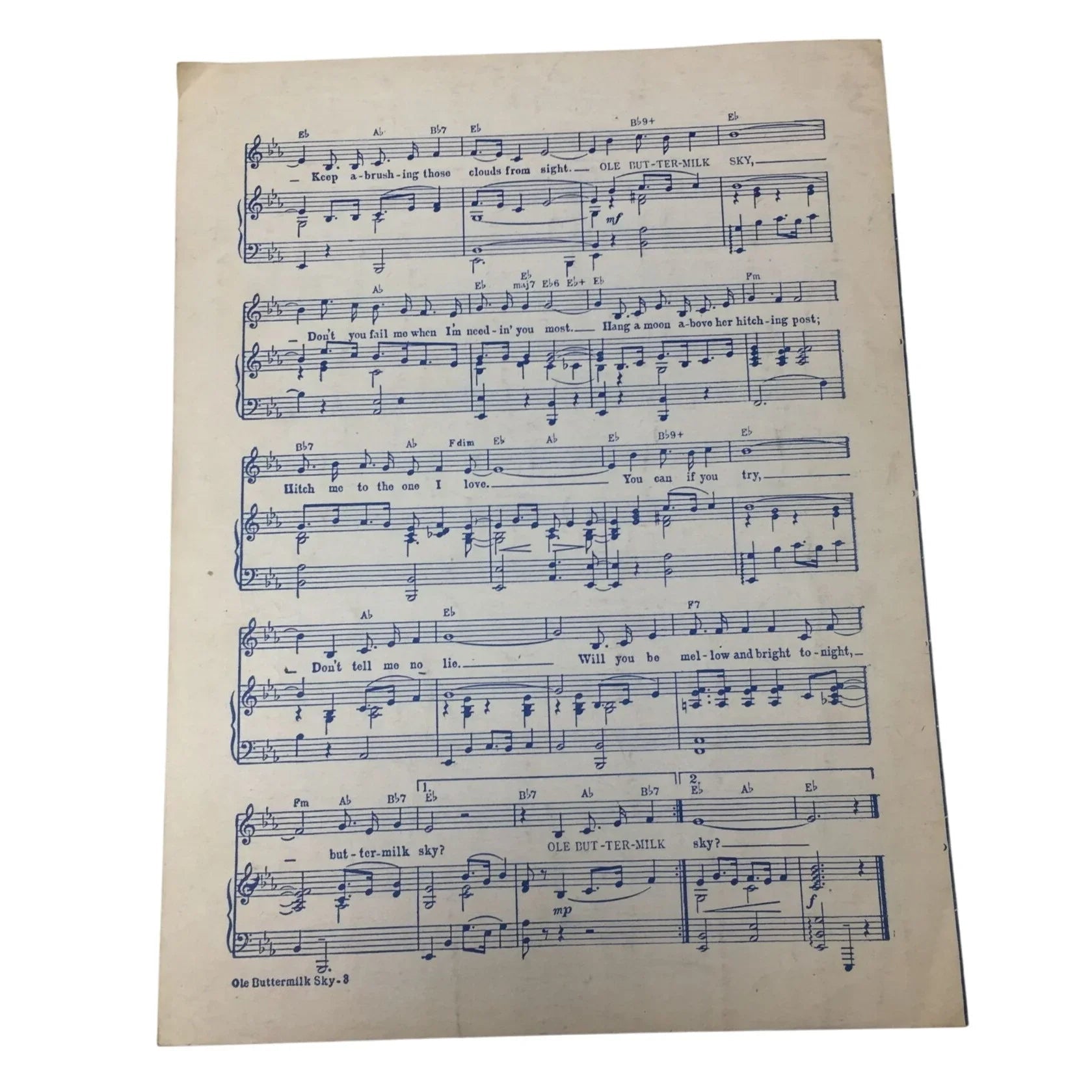 OLE BUTTERMILK SKY Vintage Sheet Music - A+ Stuff - sheet music - A+ Stuff