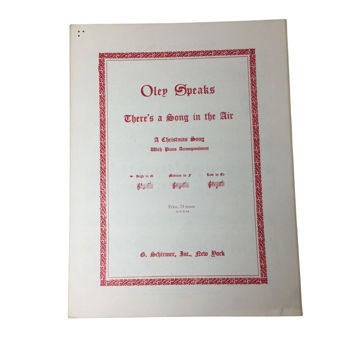 ''Oley Speaks'' There's a Song in the air (A Christmas song with piano accompaniment) - A+ Stuff - SHEET MUSIC - A+ Stuff