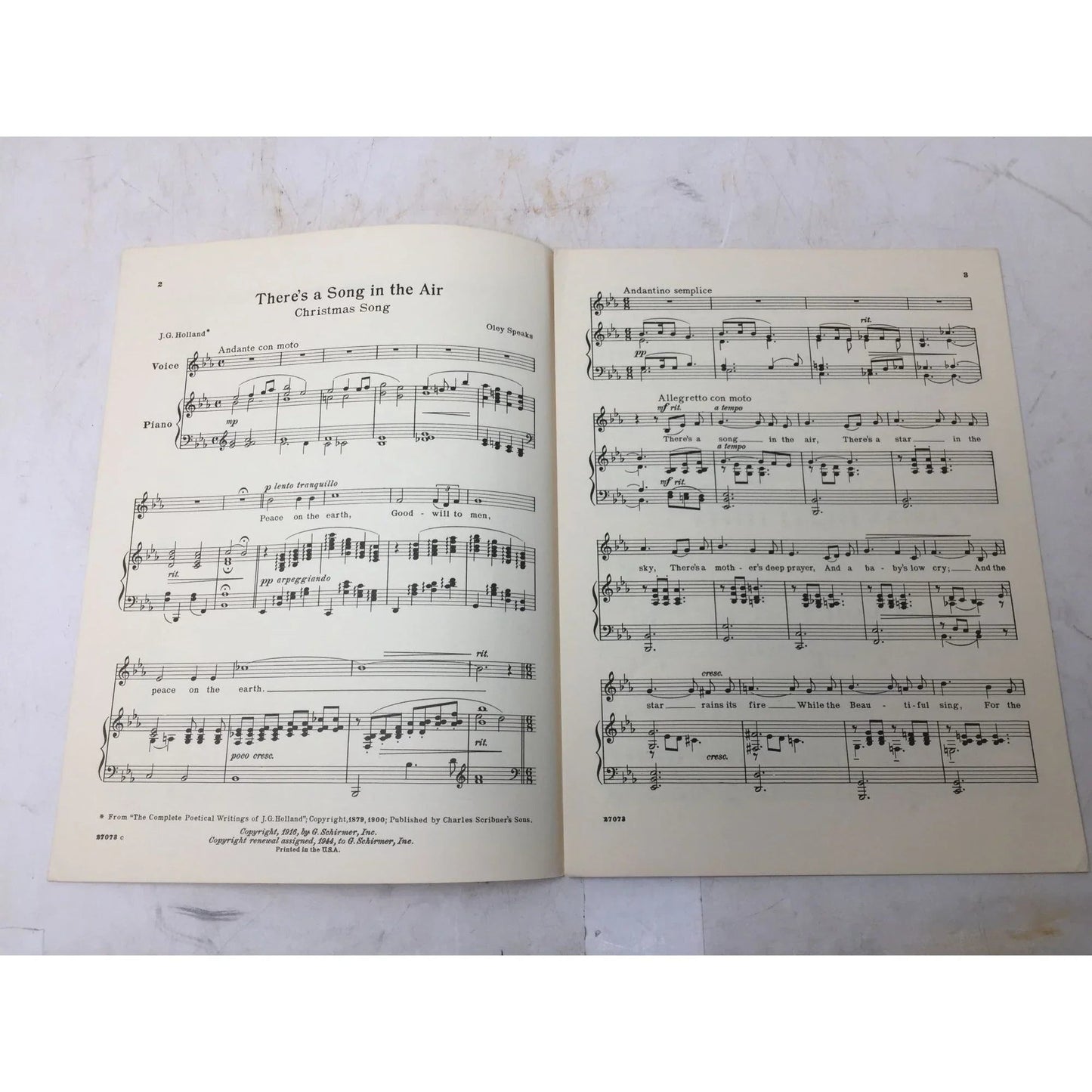 ''Oley Speaks'' There's a Song in the air (A Christmas song with piano accompaniment) - A+ Stuff - SHEET MUSIC - A+ Stuff