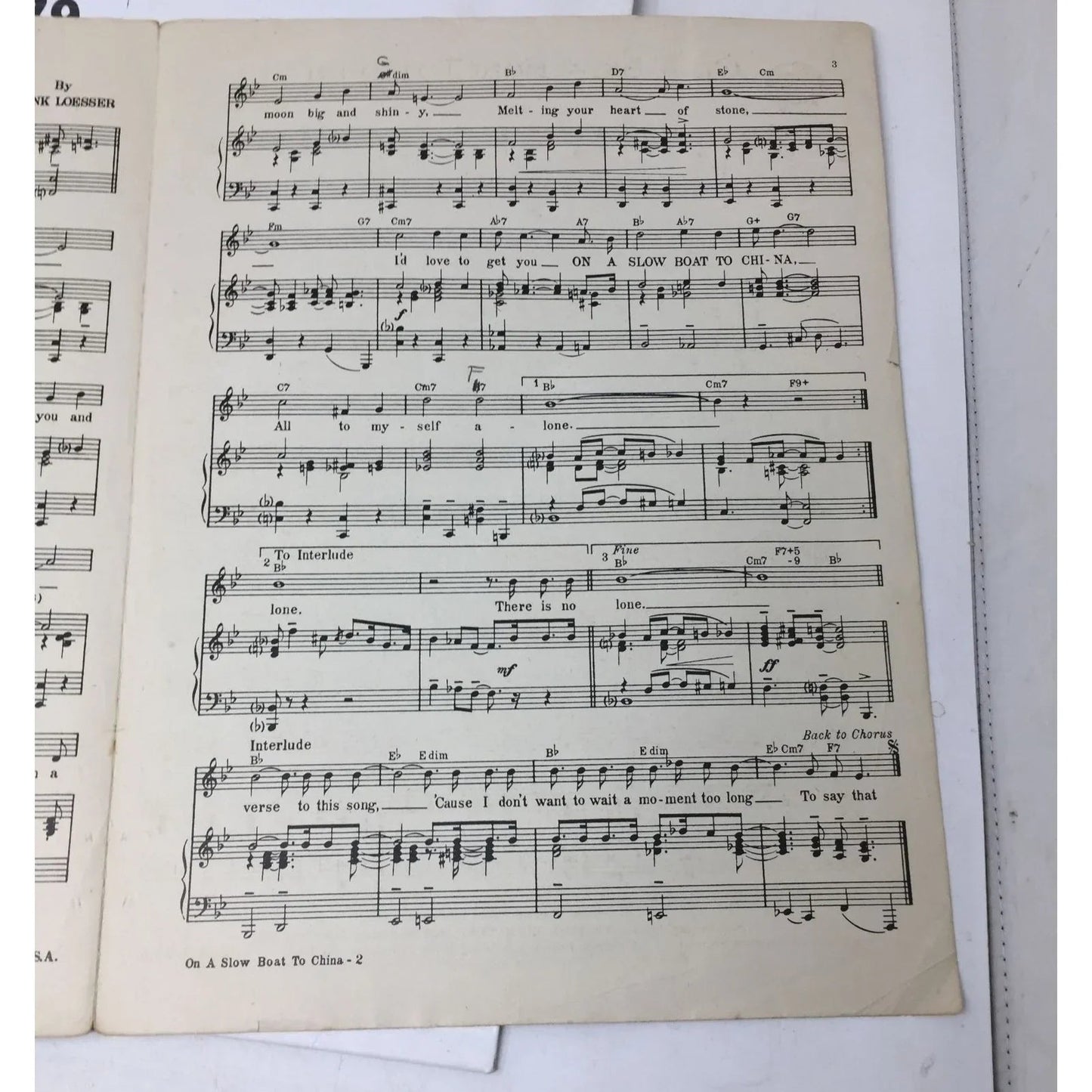 ''On a Slow Boat to China'' by Frank Loesser Vintage sheet music - A+ Stuff - sheet music - A+ Stuff