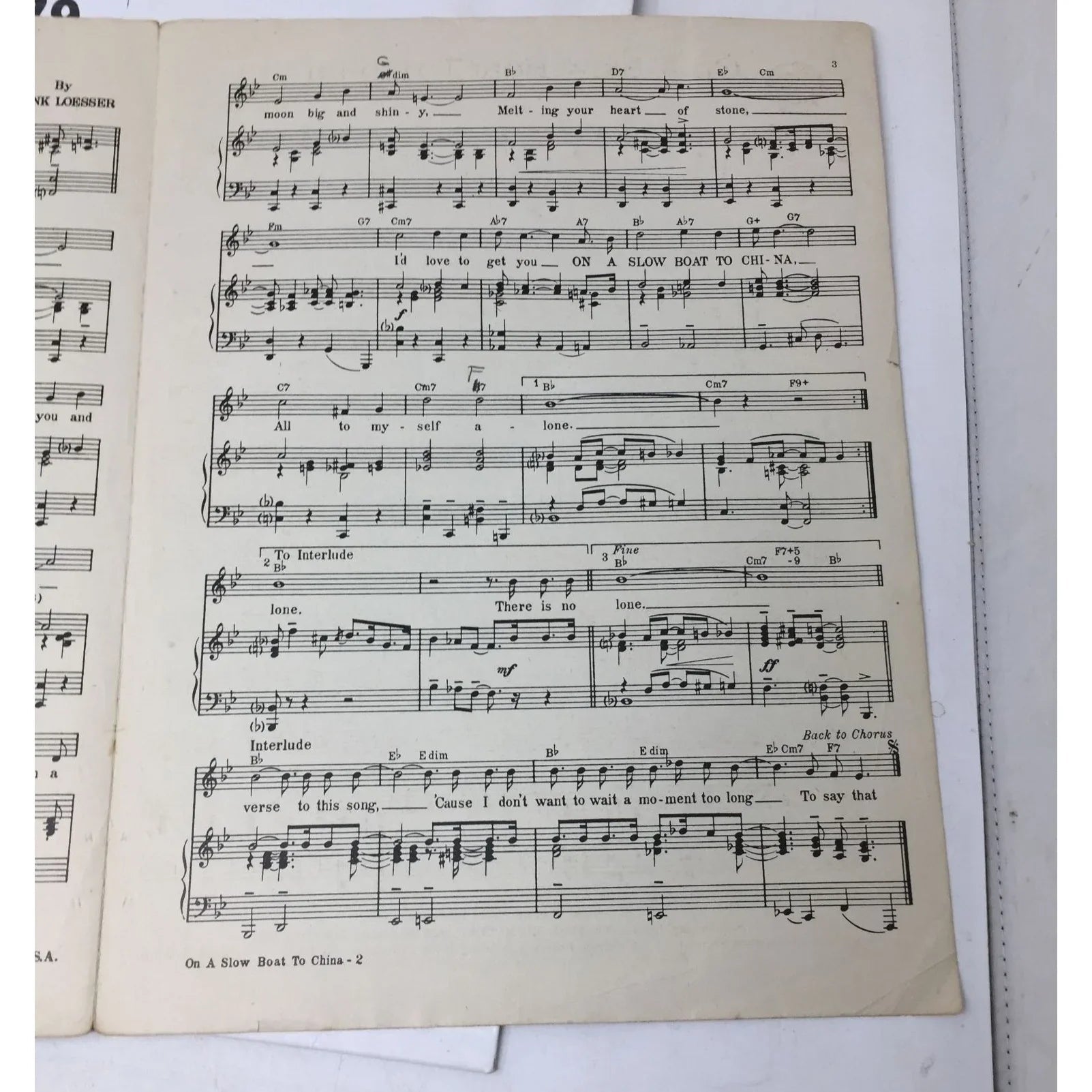 ''On a Slow Boat to China'' by Frank Loesser Vintage sheet music - A+ Stuff - sheet music - A+ Stuff