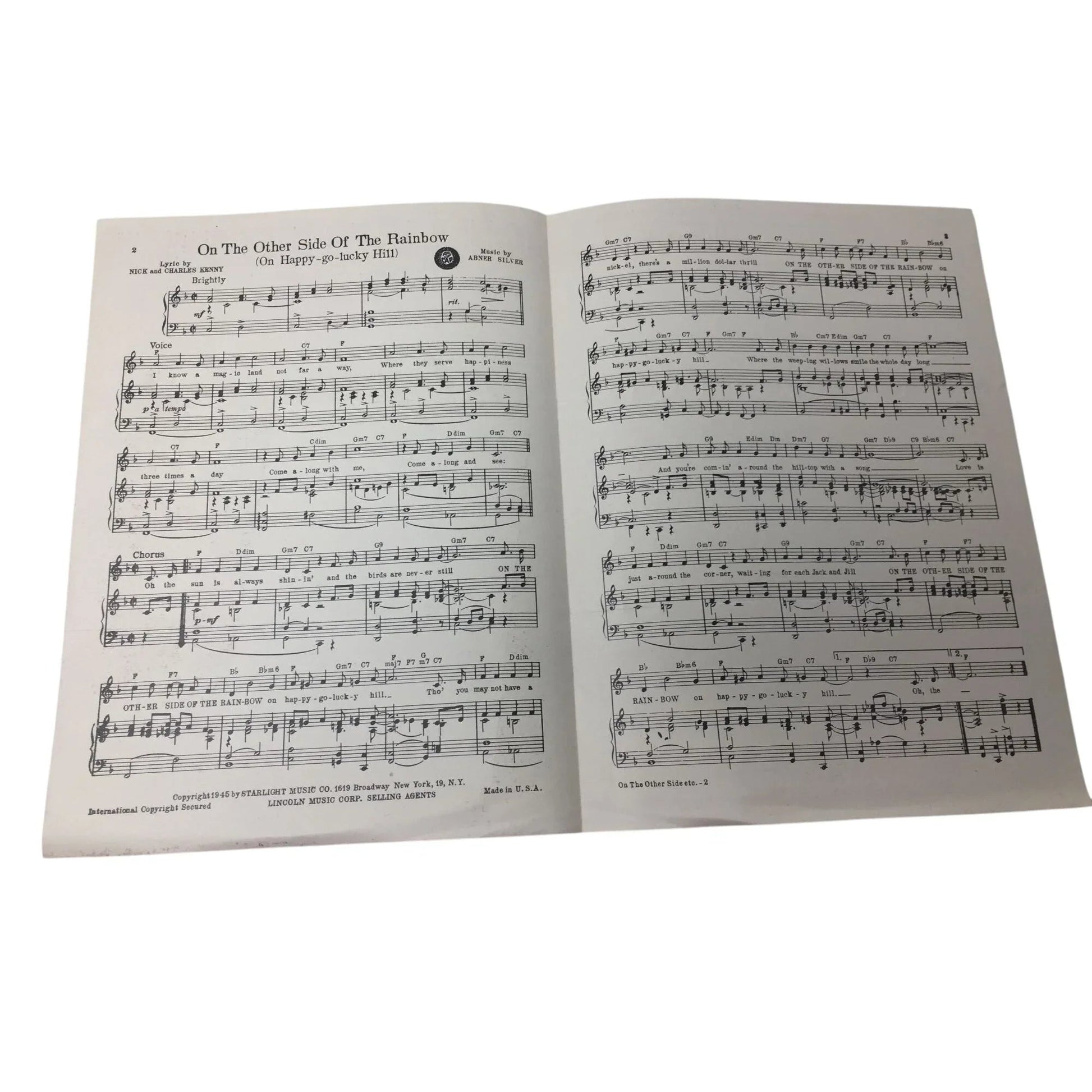 ON THE OTHER SIDE OF THE RAINBOW (on happy go lucky hill) - A+ Stuff - SHEET MUSIC - A+ Stuff