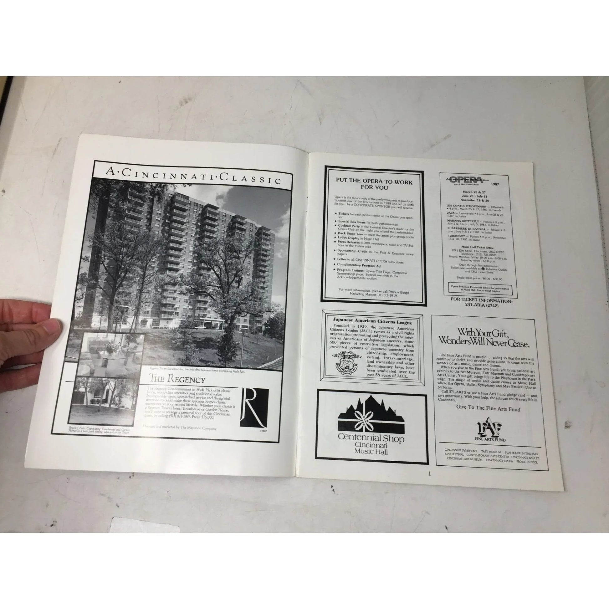Opera Cincinnati 1987 Vintage Music Book - A+ Stuff - Books - A+ Stuff