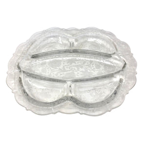 Vintage Cambridge Glass Wildflower Etched 5-Section Celery &Relish Tray