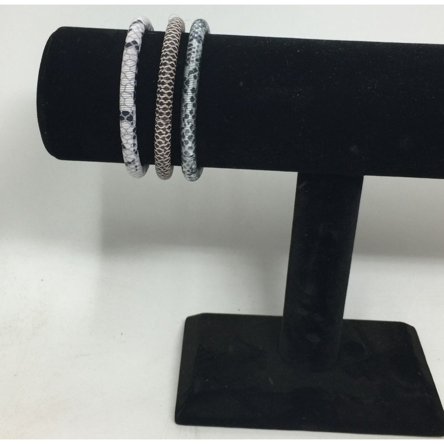 Snakeskin Patterned Stretchy Bangle Bracelets - Set of (3)