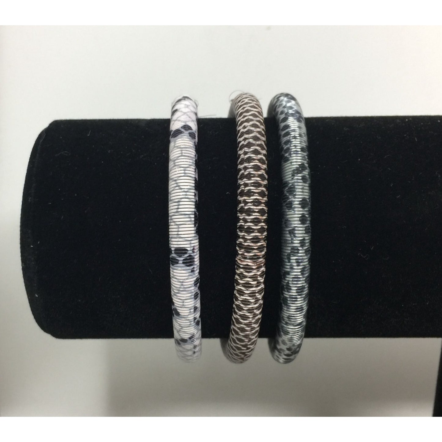 Snakeskin Patterned Stretchy Bangle Bracelets - Set of (3)