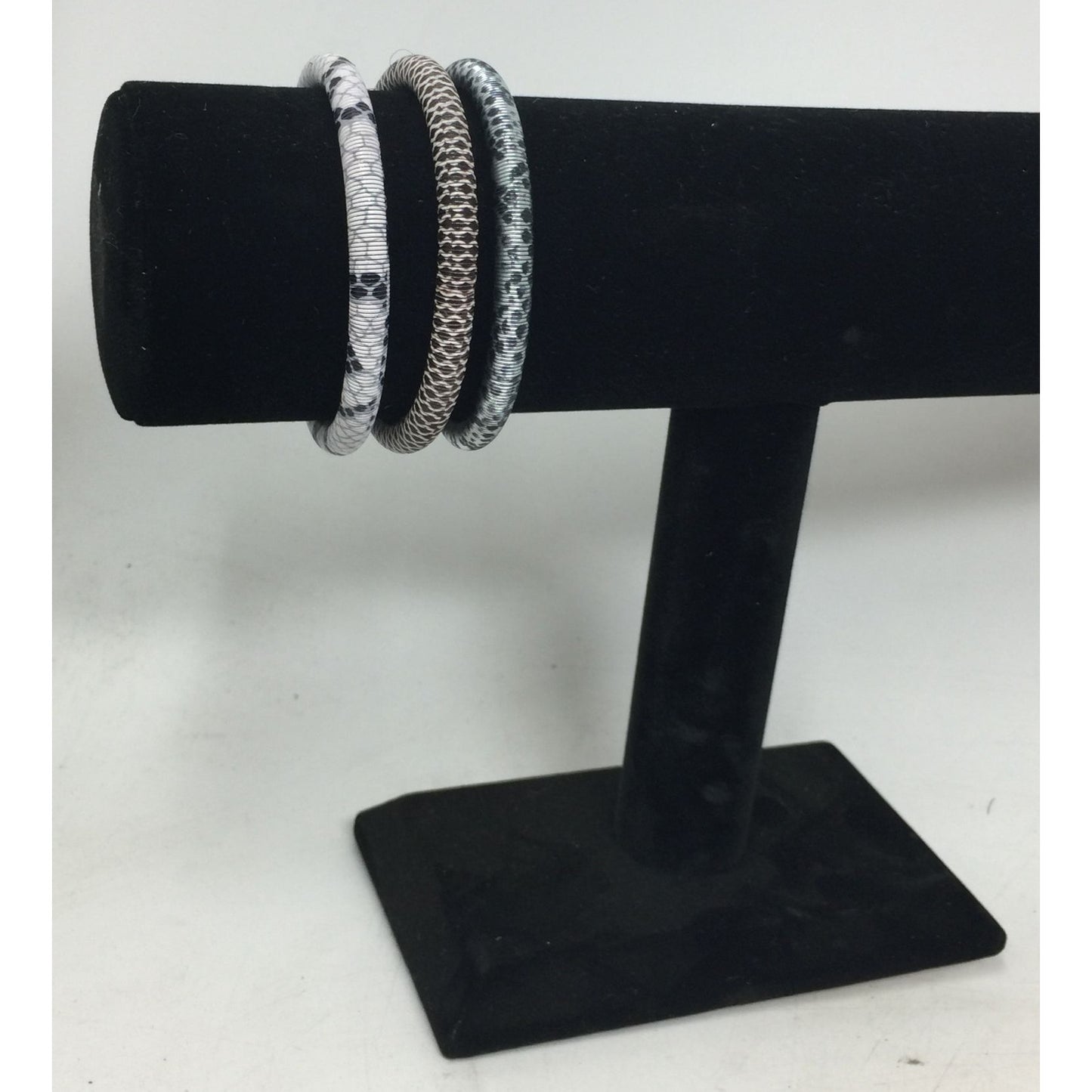 Snakeskin Patterned Stretchy Bangle Bracelets - Set of (3)