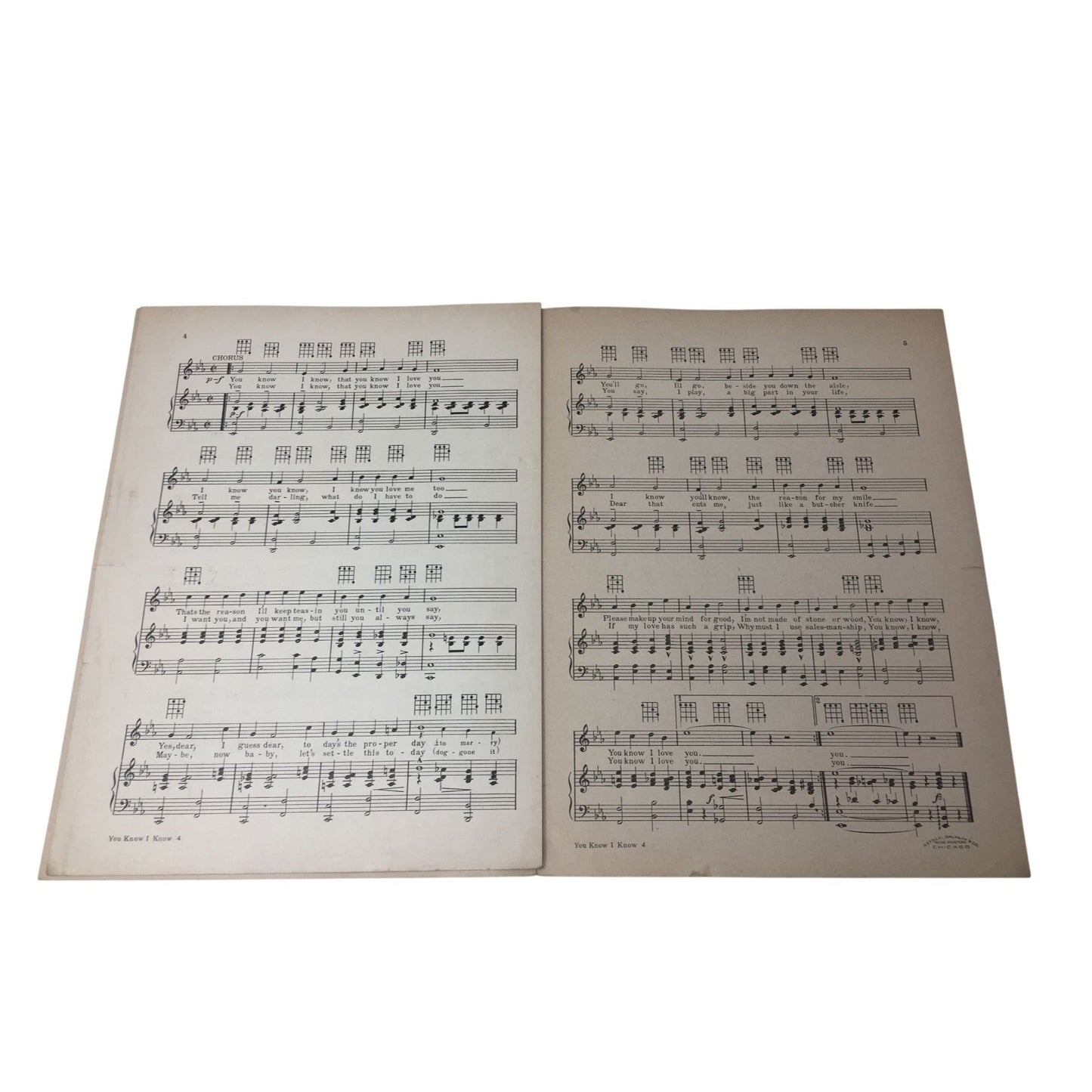 Vintage 1920s Sheet Music for the Song "You Know-I Know". A+ Stuff  A+ Stuff Sheet Music