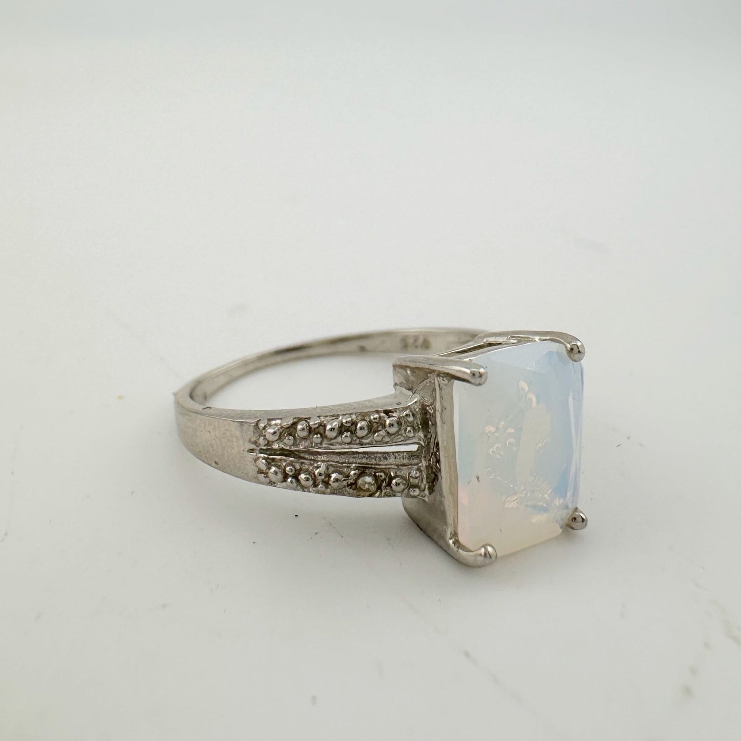 Beautiful Natural Opal Ring with Small Diamond Accent - Size 7.25