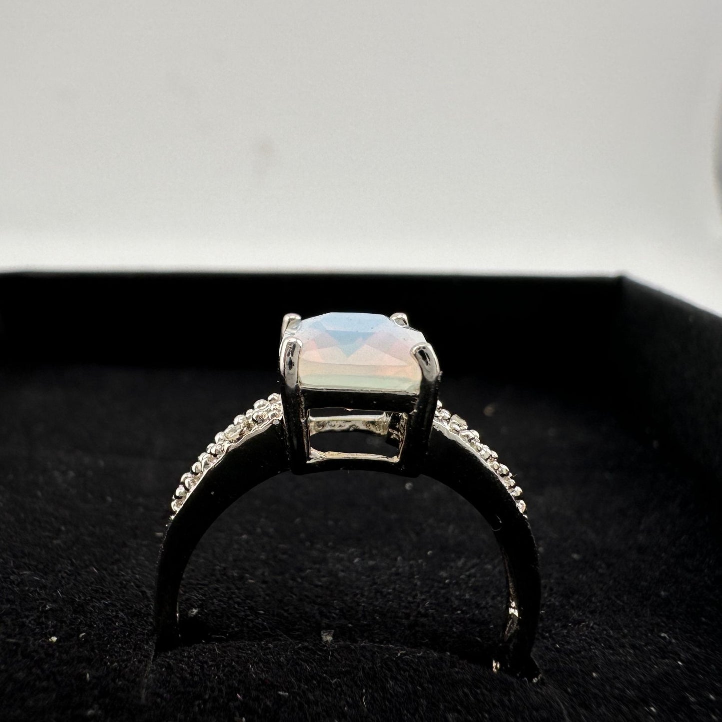 Beautiful Natural Opal Ring with Small Diamond Accent - Size 7.25