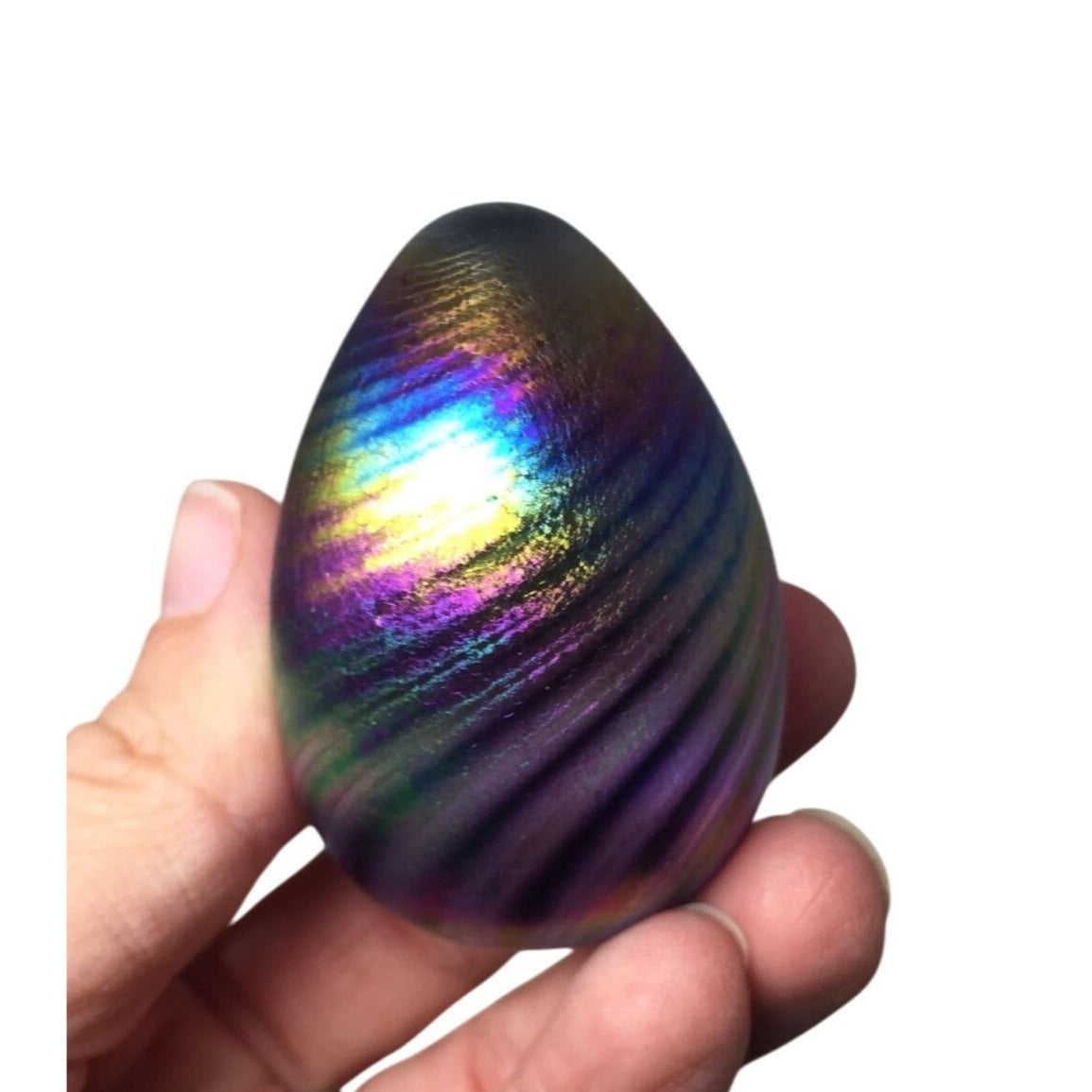 Vintage Purple Iridescent Rainbow Easter Egg Paperweight