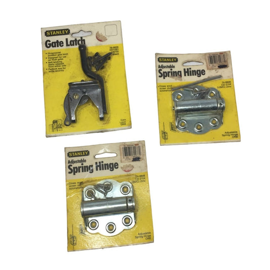 STANLEY 2 Adjustable Spring Hinges & 1 Gate Latch (NEW)