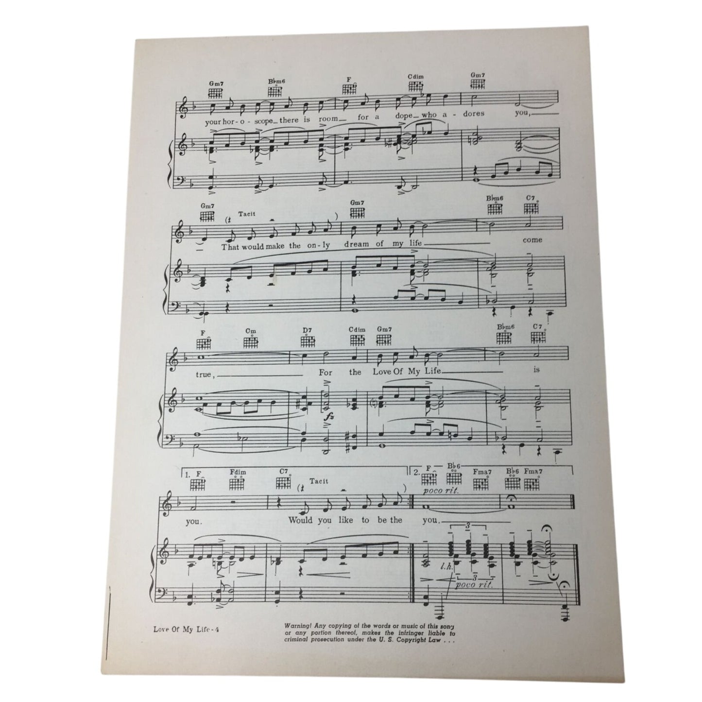 ''Love of my Life'' from ''Second Chorus'' Vintage 1940 Sheet Music - A+ Stuff