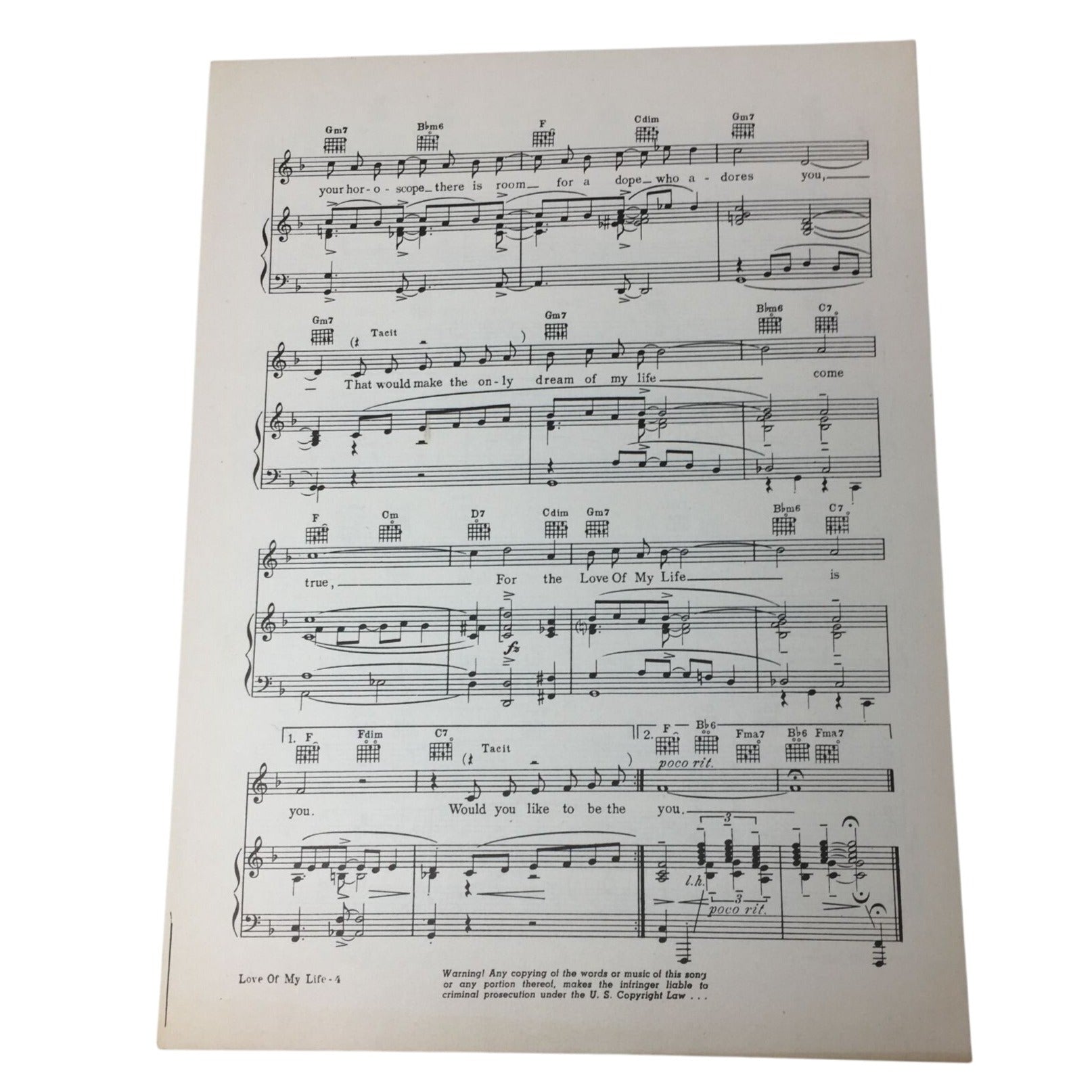 ''Love of my Life'' from ''Second Chorus'' Vintage 1940 Sheet Music - A+ Stuff