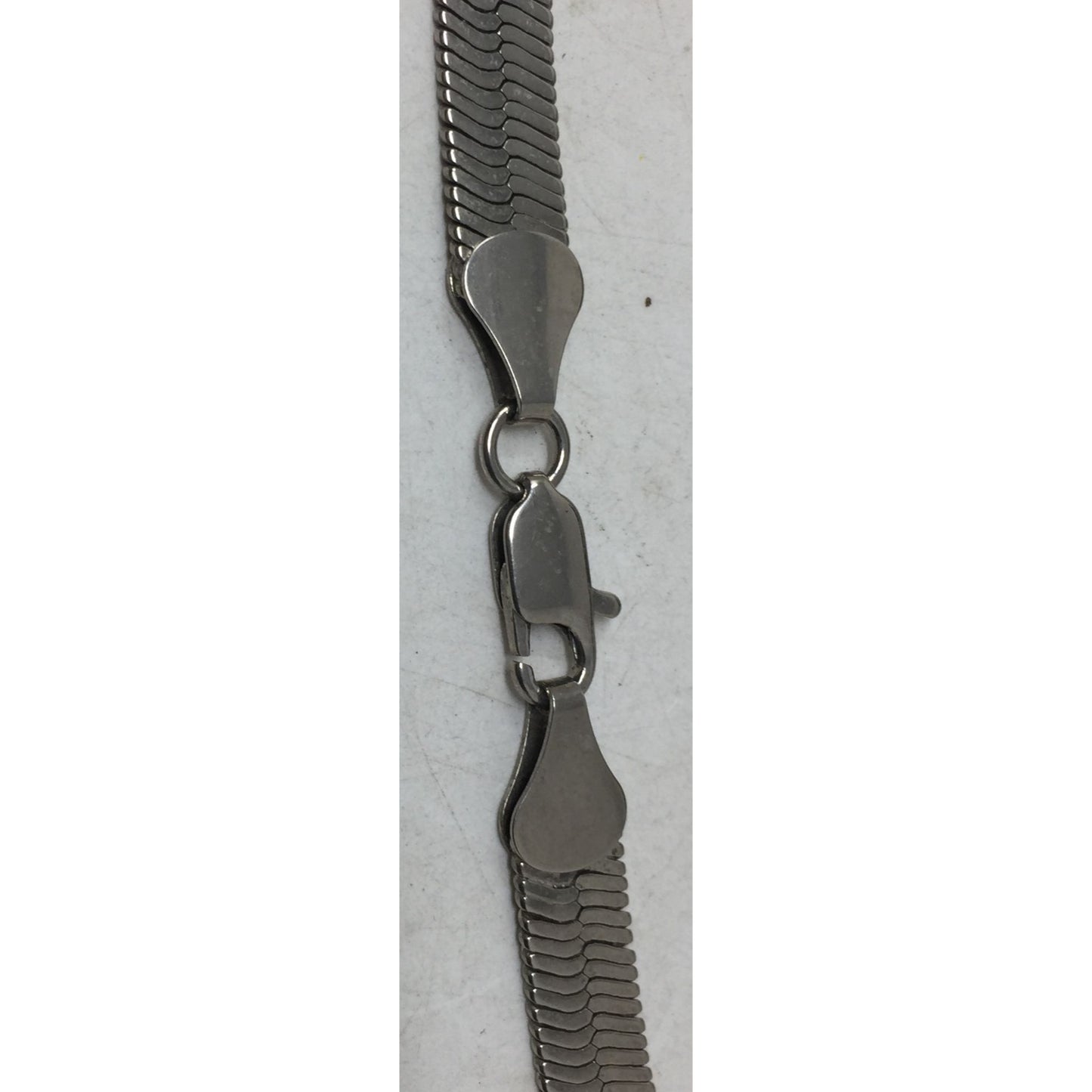 Men's Silver Tone Flat Herringbone Collar Necklace