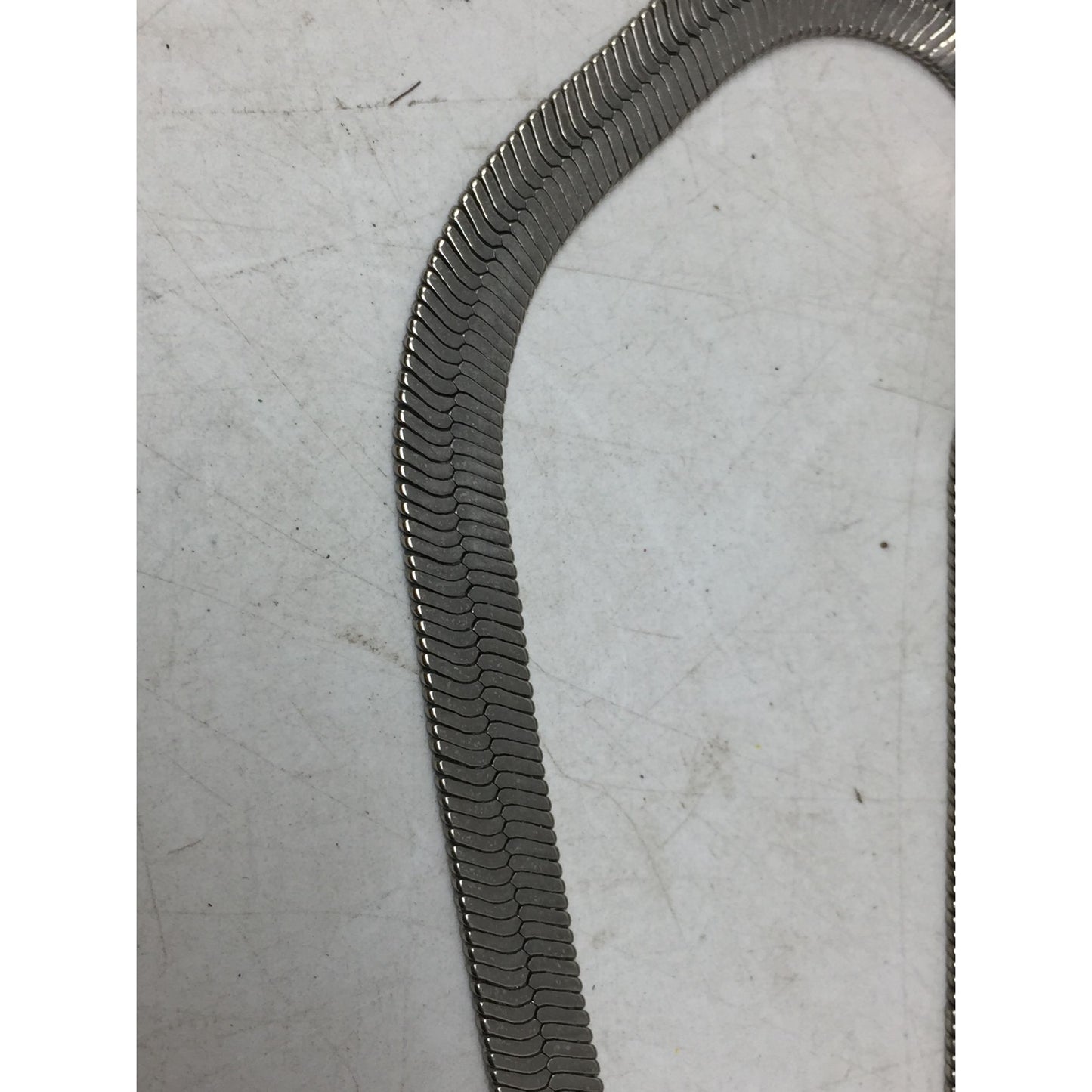 Men's Silver Tone Flat Herringbone Collar Necklace