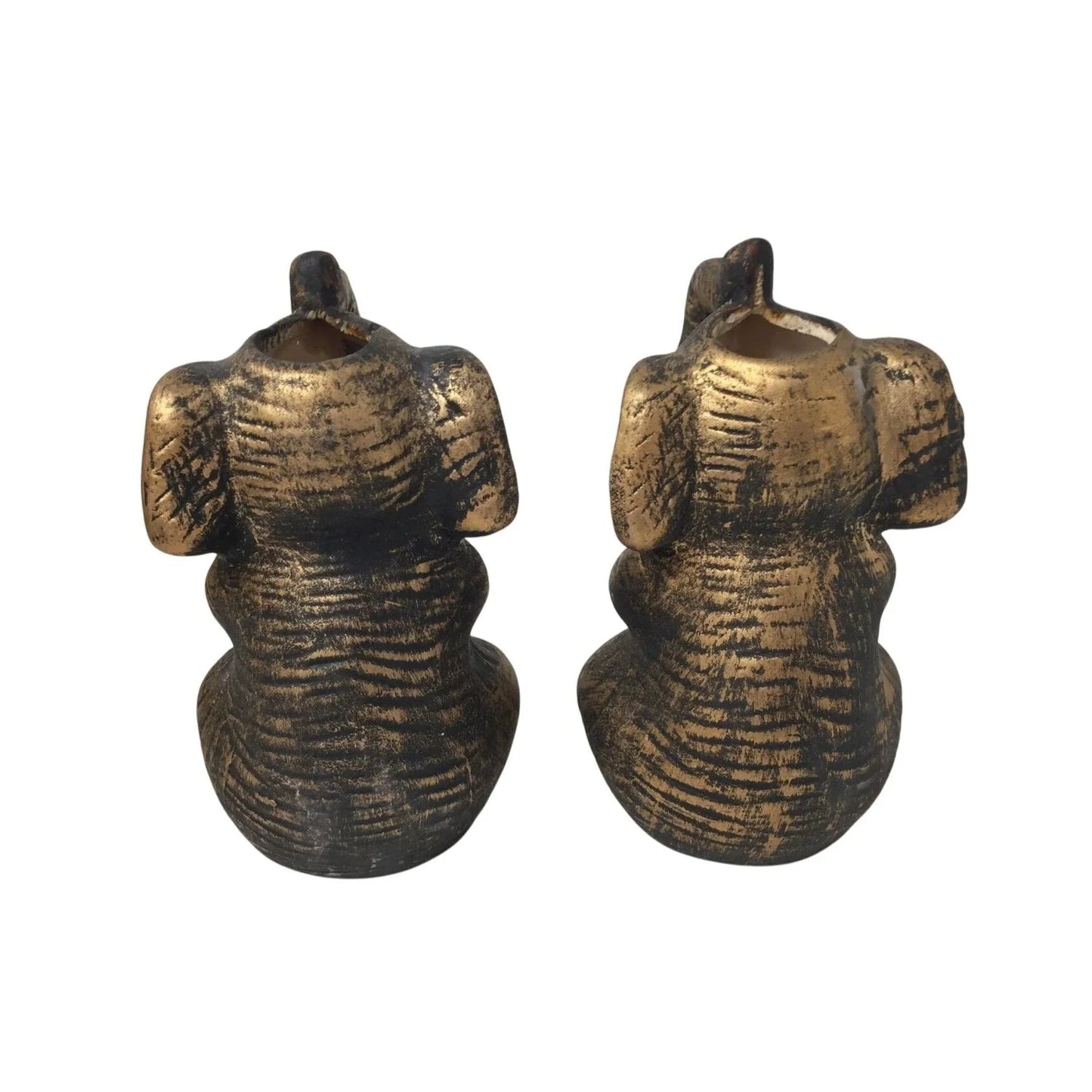 Pair of Gold Tone Elephant Candle Holders - A+ Stuff - Candle Holders - A+ Stuff