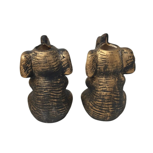 Pair of Gold Tone Elephant Candle Holders - A+ Stuff - Candle Holders - A+ Stuff
