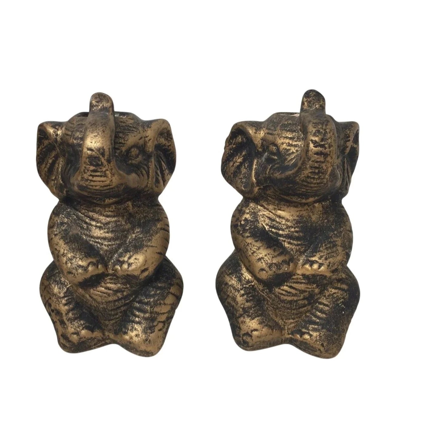 Pair of Gold Tone Elephant Candle Holders - A+ Stuff - Candle Holders - A+ Stuff