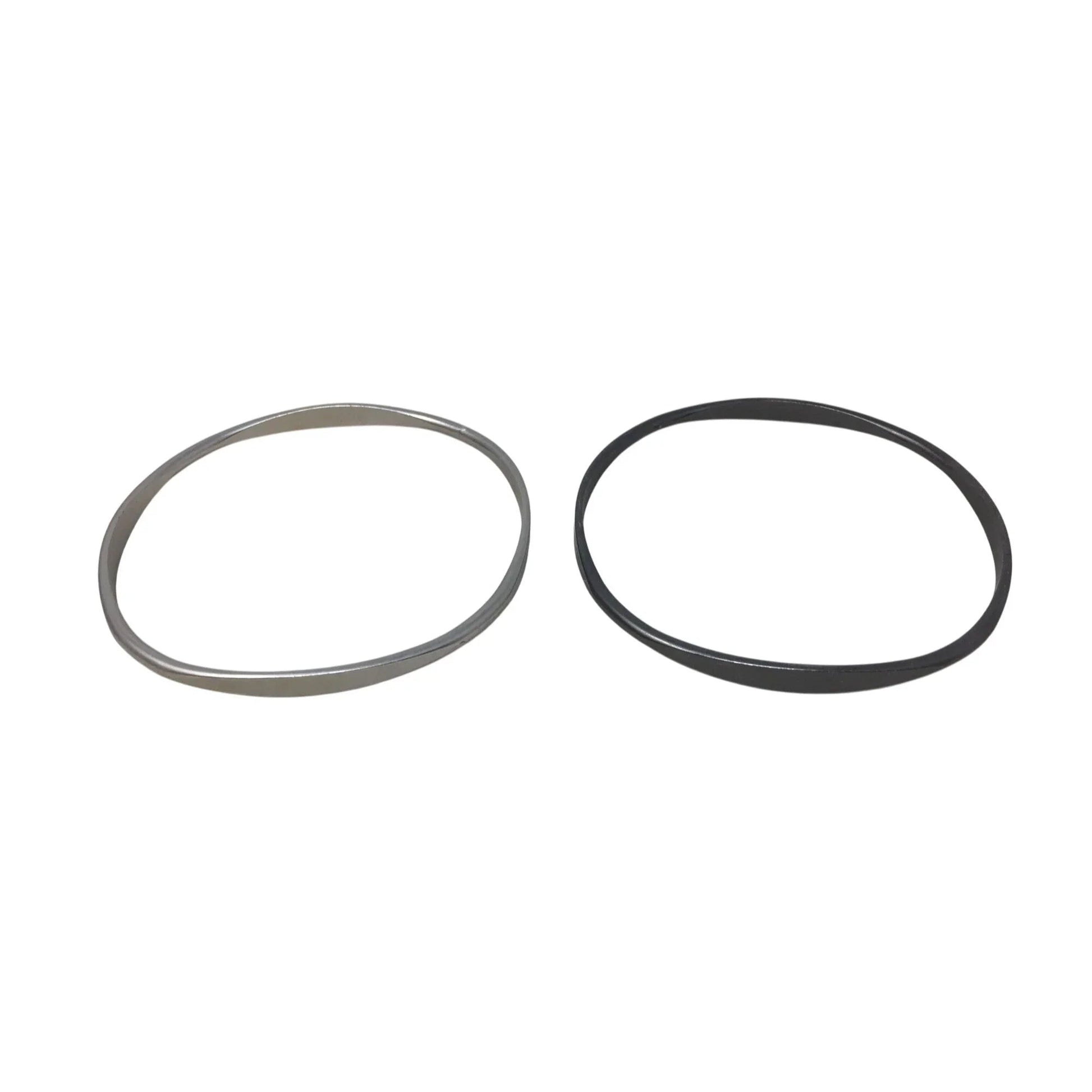 Pair of Women's Black and Silver tone Bangle Bracelets (2) - A+ Stuff - Bracelet - A+ Stuff