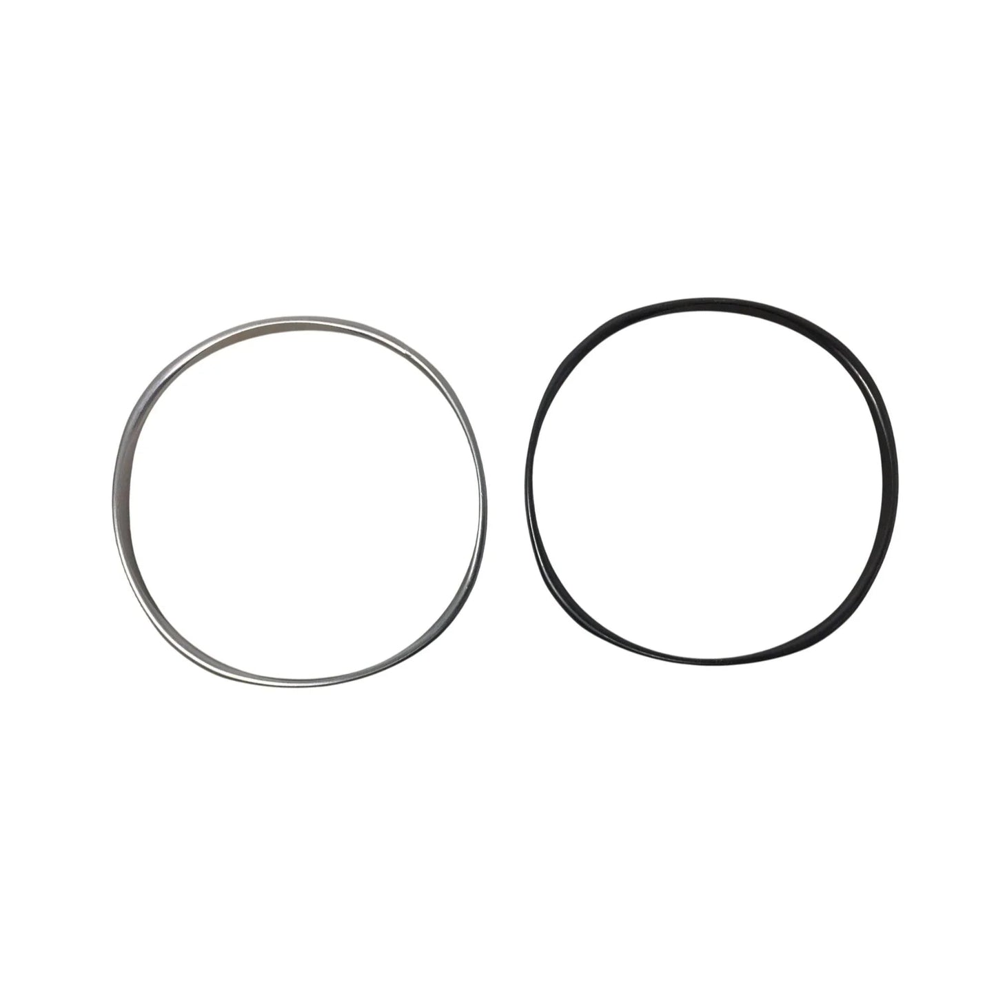 Pair of Women's Black and Silver tone Bangle Bracelets (2) - A+ Stuff - Bracelet - A+ Stuff