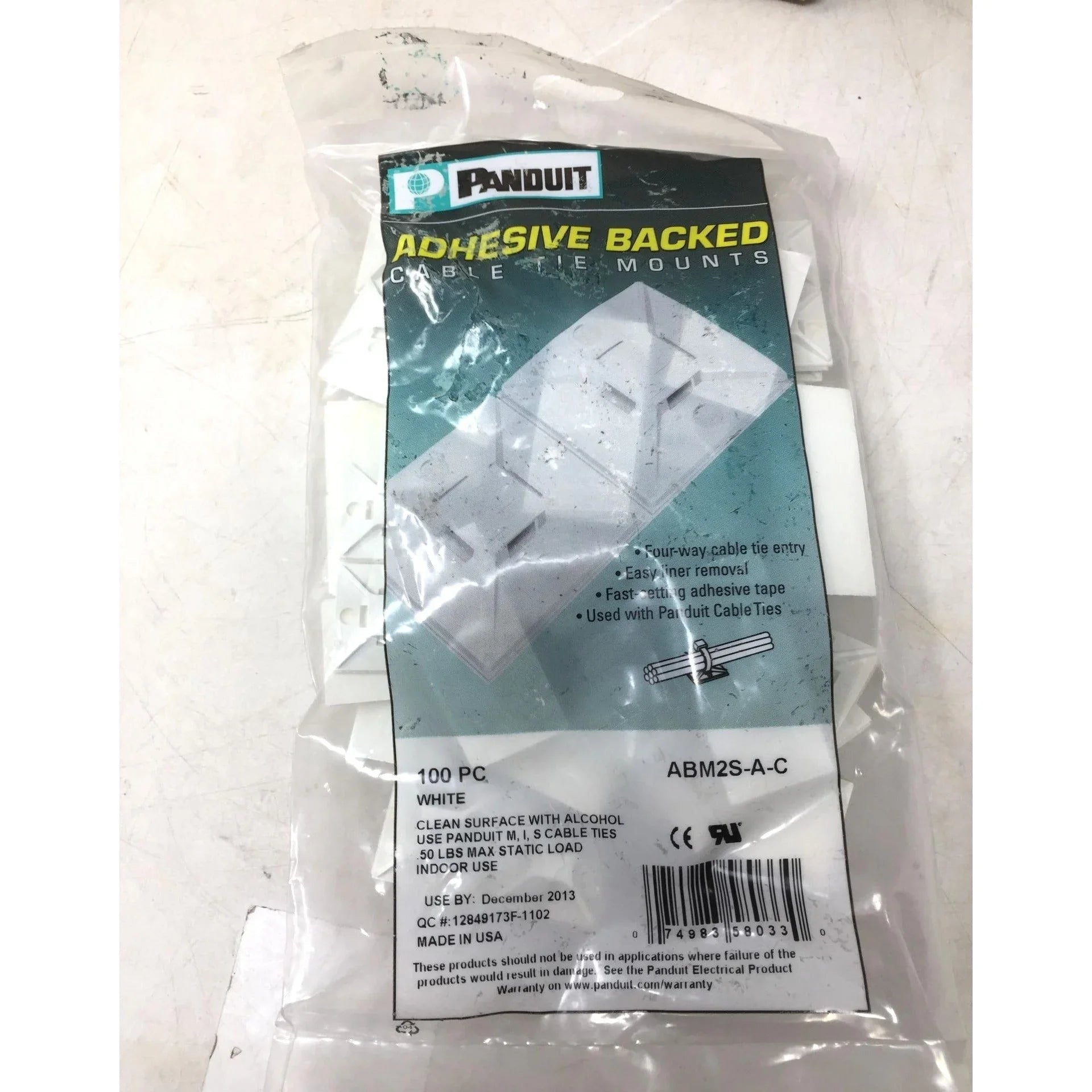 Panduit Adhesive Backed Cable Tie Mounts. Bag of 100 Pieces - ABM2S - A - C - Panduit - Tools - A+ Stuff