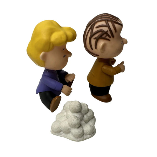 Peanuts Schroeder & Linus Caroling with Snowball Pile - Charlie Brown Christmas - Memory Lane Figurines - Memory Lane - Seasonal & Holiday Decorations - A+ Stuff