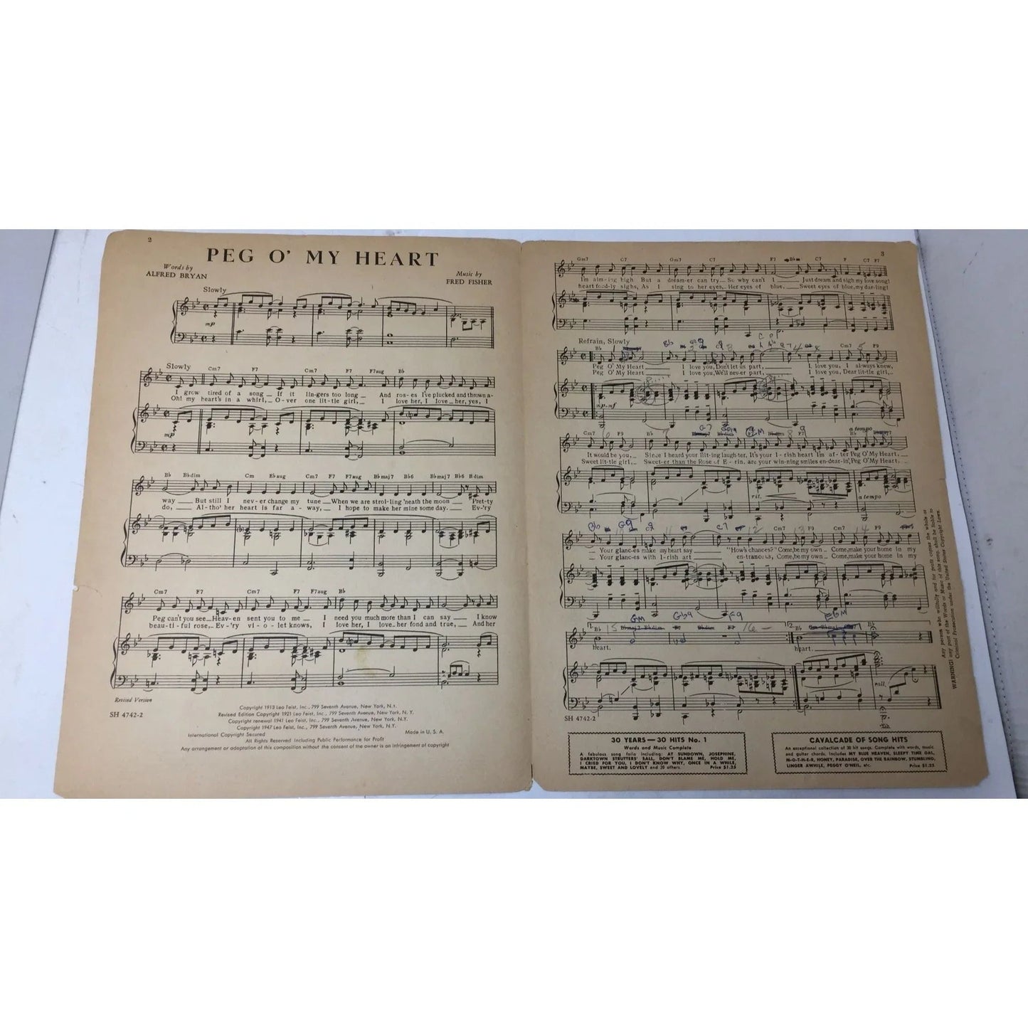 PEG O' MY HEART Words by Alfred Bryan and Music by Fred Fisher - A+ Stuff - SHEET MUSIC - A+ Stuff