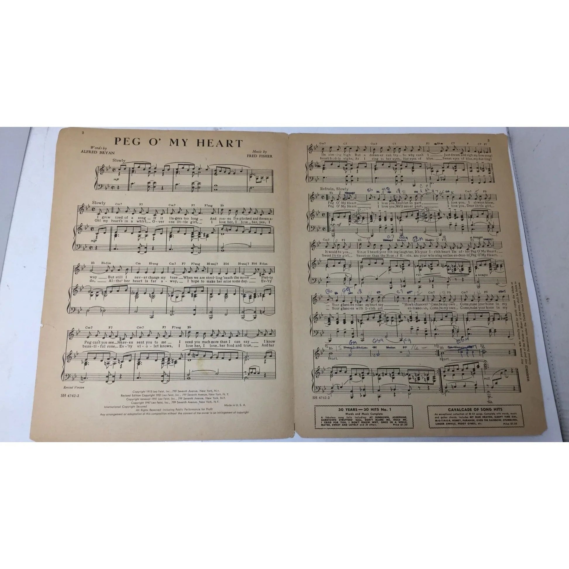 PEG O' MY HEART Words by Alfred Bryan and Music by Fred Fisher - A+ Stuff - SHEET MUSIC - A+ Stuff