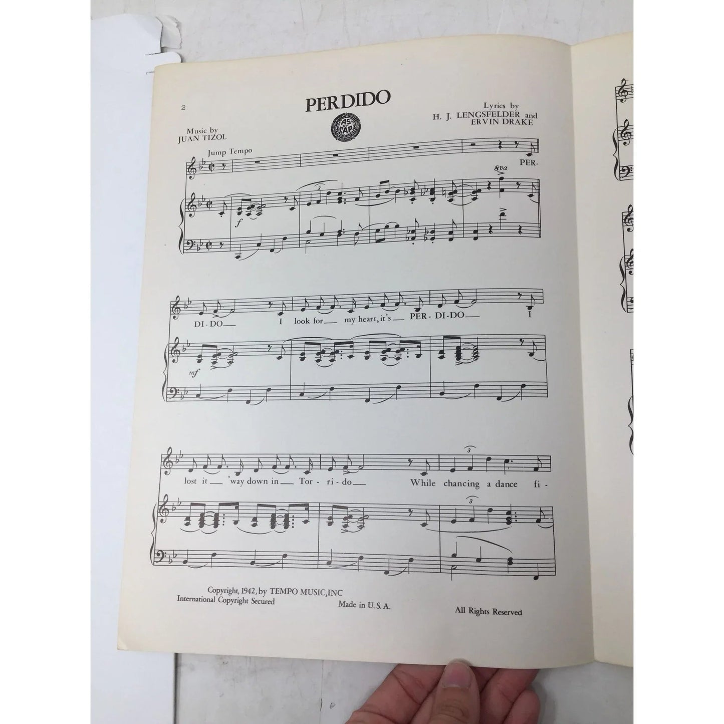 ''PERDIDO'' Tempo Music Inc Vintage Sheet Music - A+ Stuff - sheet music - A+ Stuff