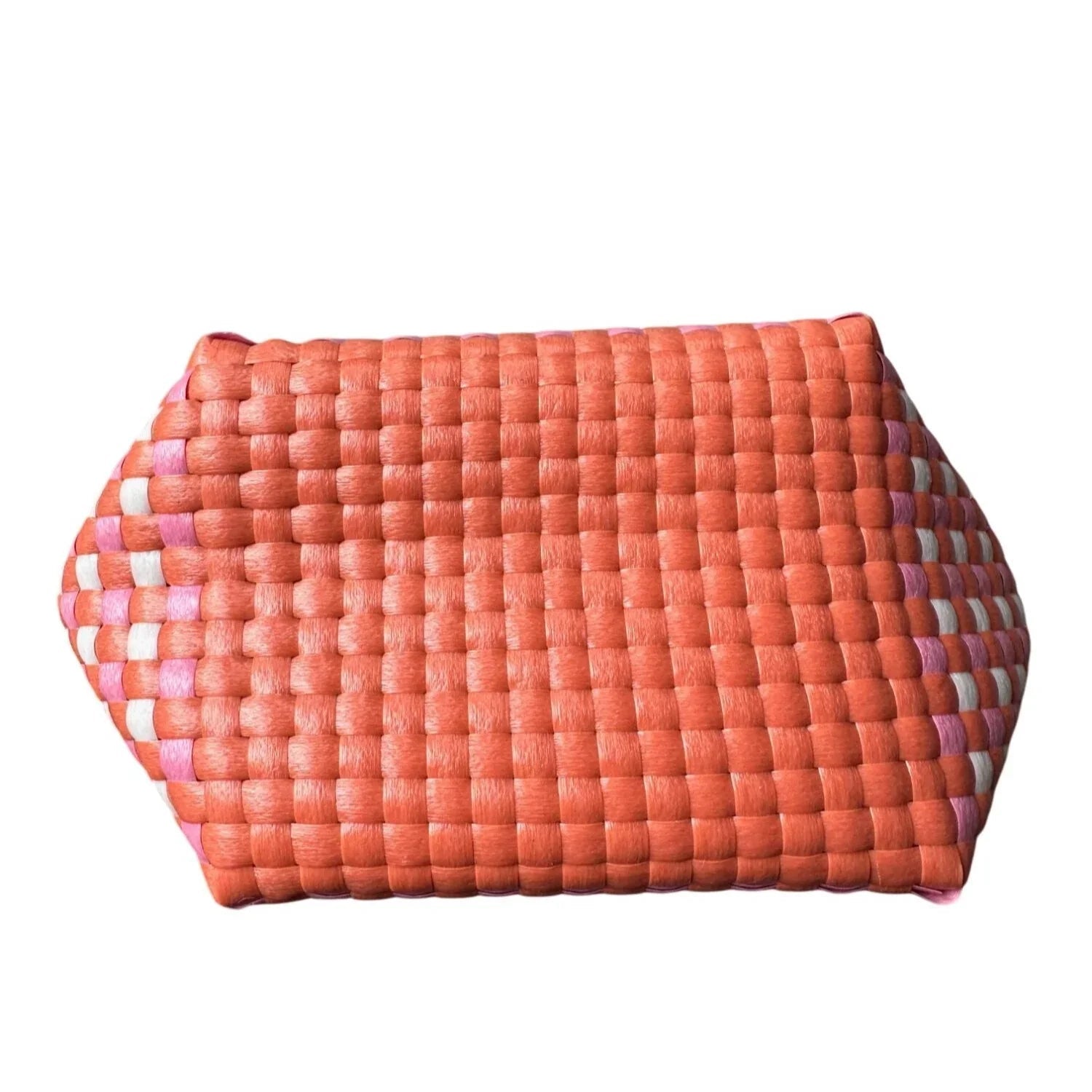 Pink and Orange Anthropologie Mini Woven Tote with Black Handles - Anthropologie - tote bag - A+ Stuff