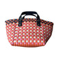 Pink and Orange Anthropologie Mini Woven Tote with Black Handles - Anthropologie - tote bag - A+ Stuff