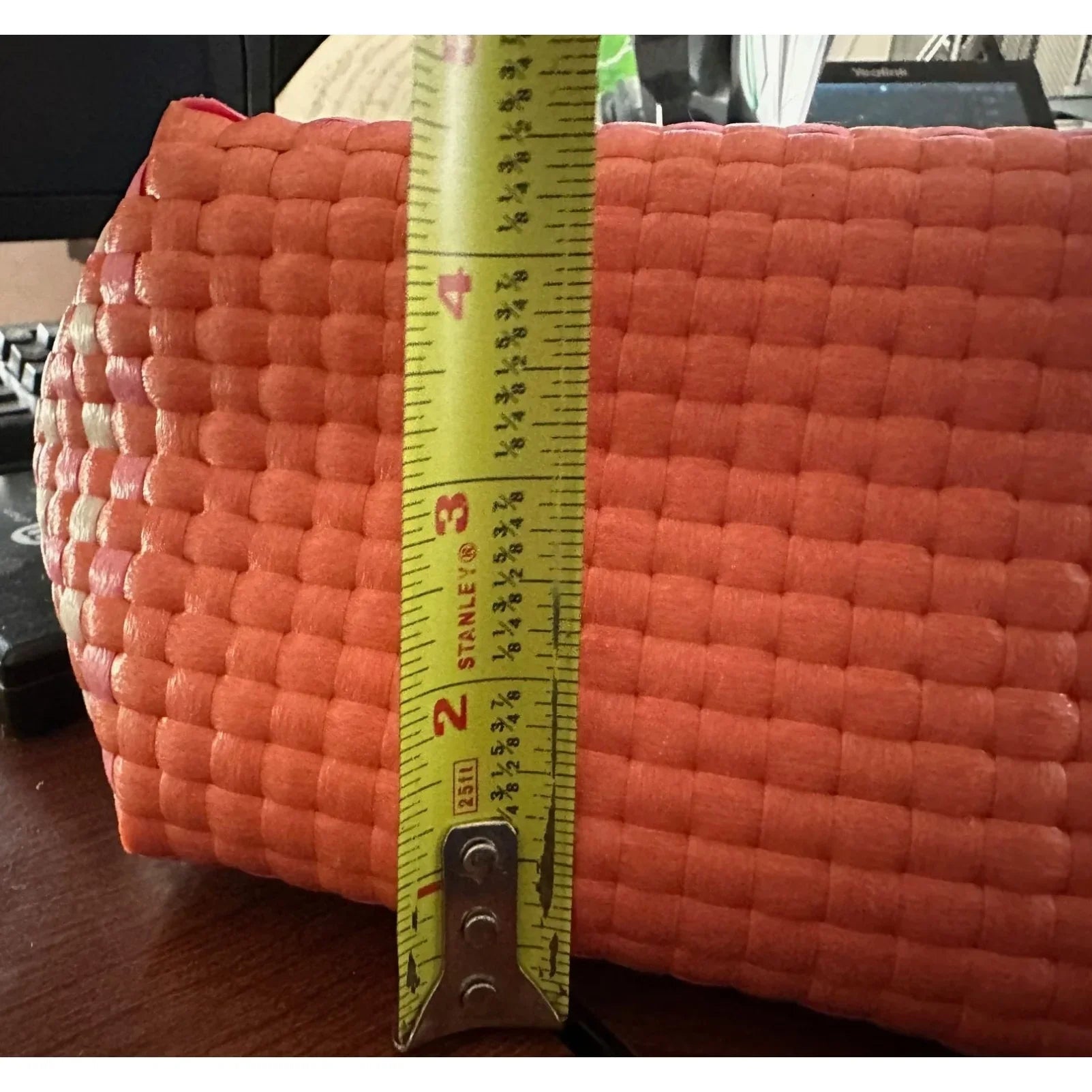 Pink and Orange Anthropologie Mini Woven Tote with Black Handles - Anthropologie - tote bag - A+ Stuff
