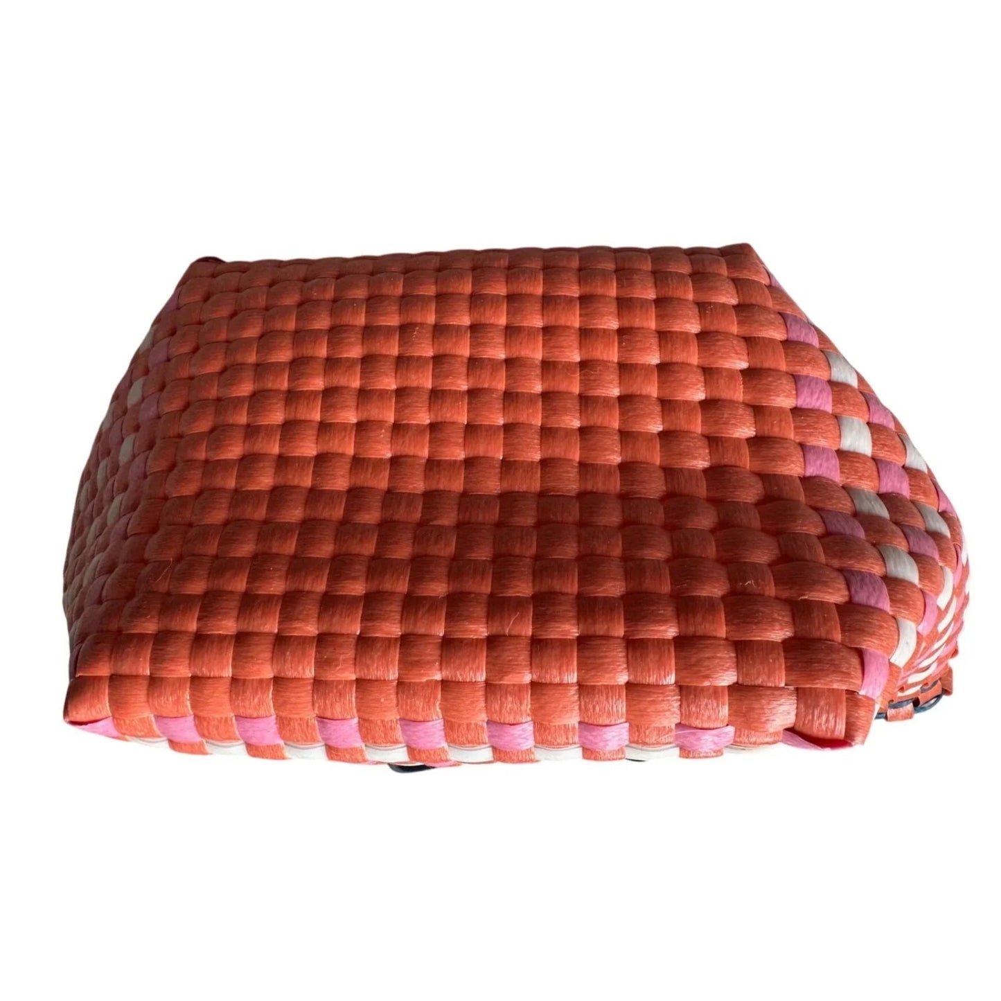 Pink and Orange Anthropologie Mini Woven Tote with Black Handles - Anthropologie - tote bag - A+ Stuff