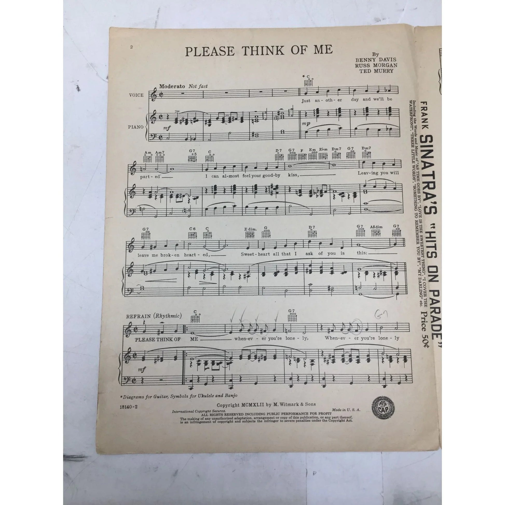 ''Please Think Of Me'' by Benny Davis, Russ Morgan, and Ted Murry - A+ Stuff - sheet music - A+ Stuff