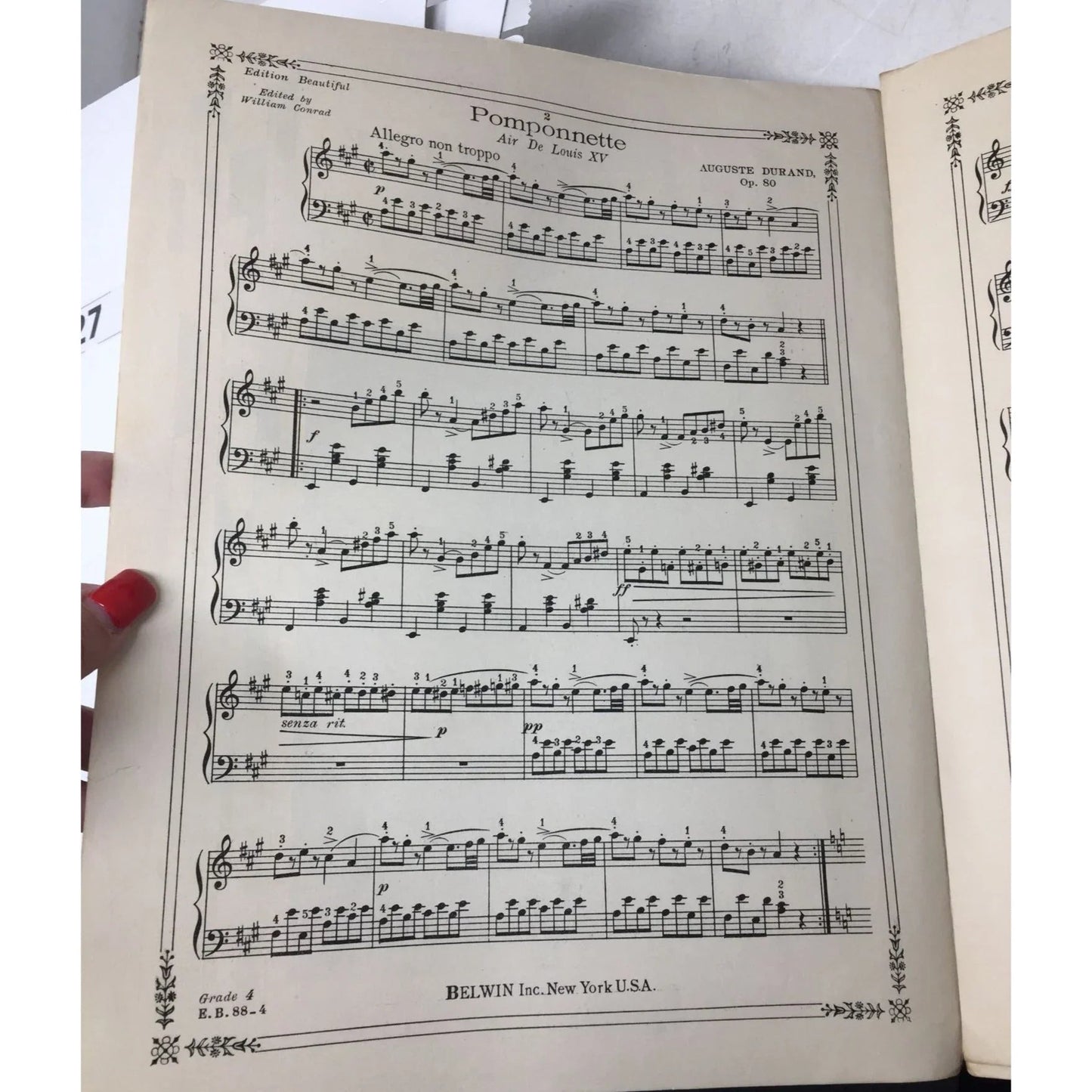 ''POMPONNETTE AIR DE LOUIS XV AUGUSTE DURAND'' Op. 80 Sheet Music Book - A+ Stuff - SHEET MUSIC - A+ Stuff