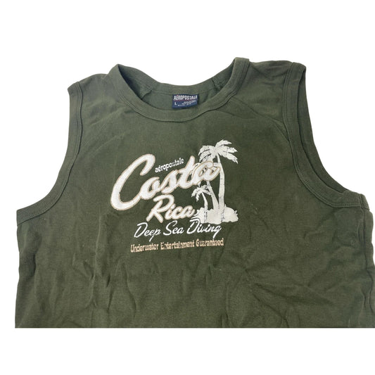 Aeropostale Costa Rica Size Large Cut Off Olive Green Shirt - A+ Stuff
