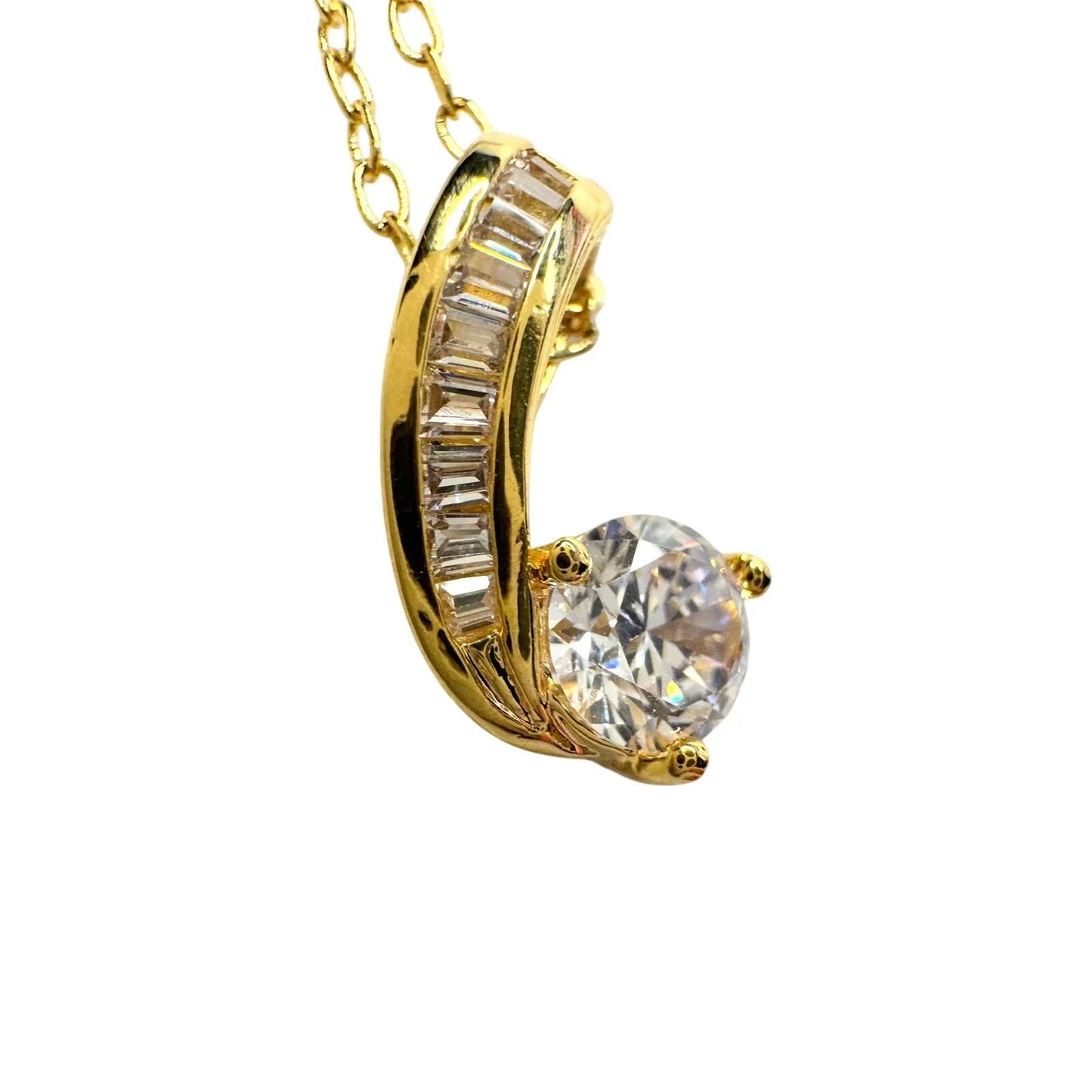 Pretty 18kt Gold Plated White Topaz and Zirconia Swirl Necklace - PAJ - Pendant with Necklace - A+ Stuff