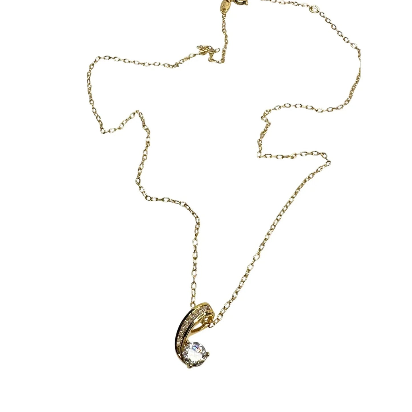 Pretty 18kt Gold Plated White Topaz and Zirconia Swirl Necklace - PAJ - Pendant with Necklace - A+ Stuff