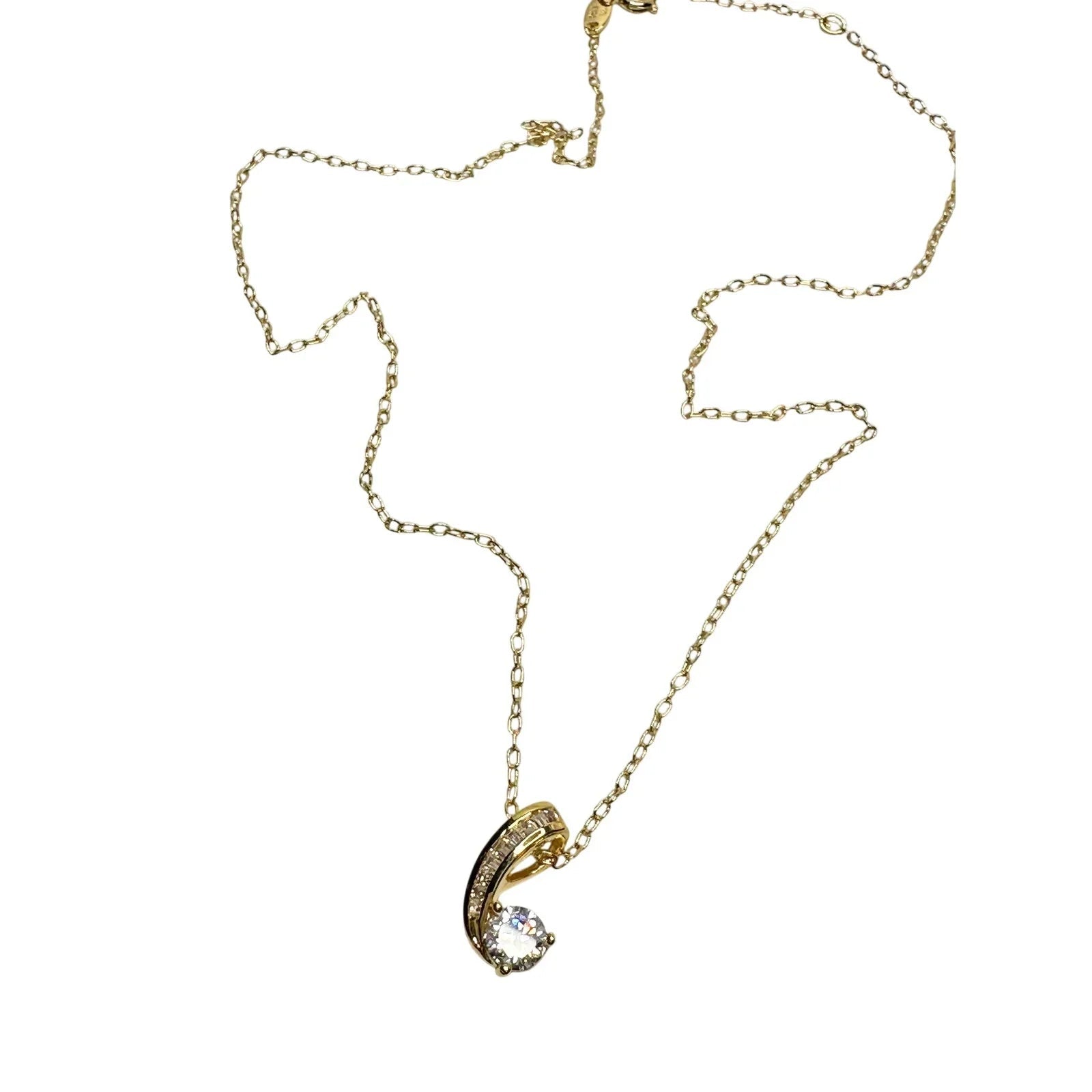 Pretty 18kt Gold Plated White Topaz and Zirconia Swirl Necklace - PAJ - Pendant with Necklace - A+ Stuff