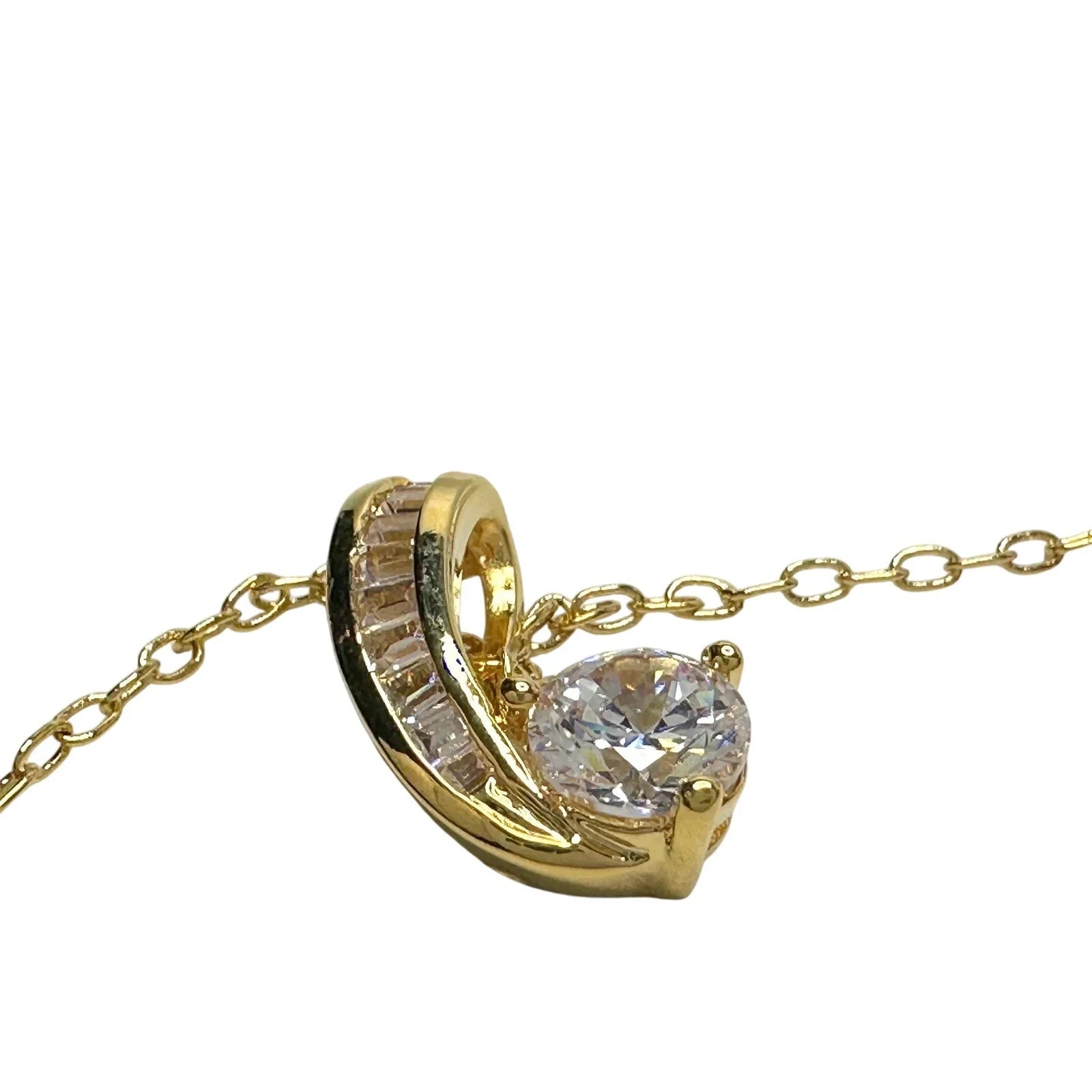 Pretty 18kt Gold Plated White Topaz and Zirconia Swirl Necklace - PAJ - Pendant with Necklace - A+ Stuff