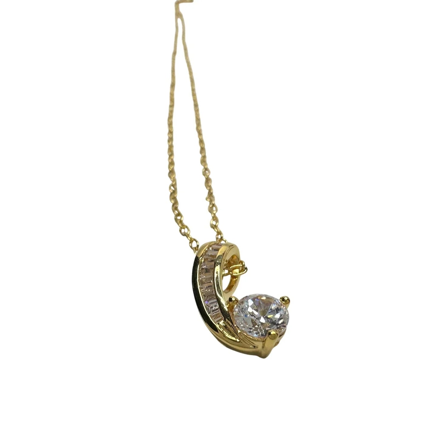 Pretty 18kt Gold Plated White Topaz and Zirconia Swirl Necklace - PAJ - Pendant with Necklace - A+ Stuff