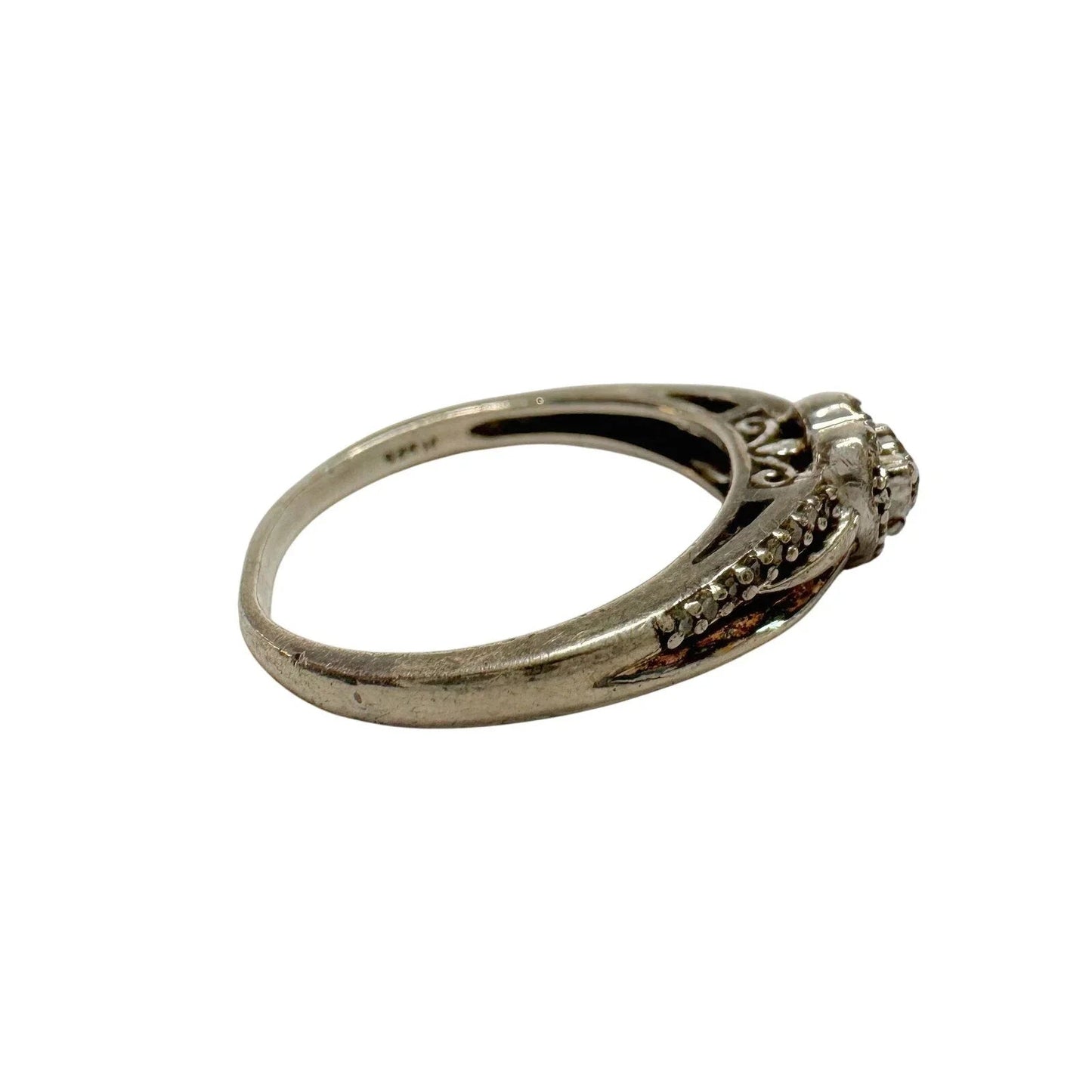Pretty Sterling Silver Heart Ring with White Gemstones Size 8 - Unbranded - Ring - A+ Stuff