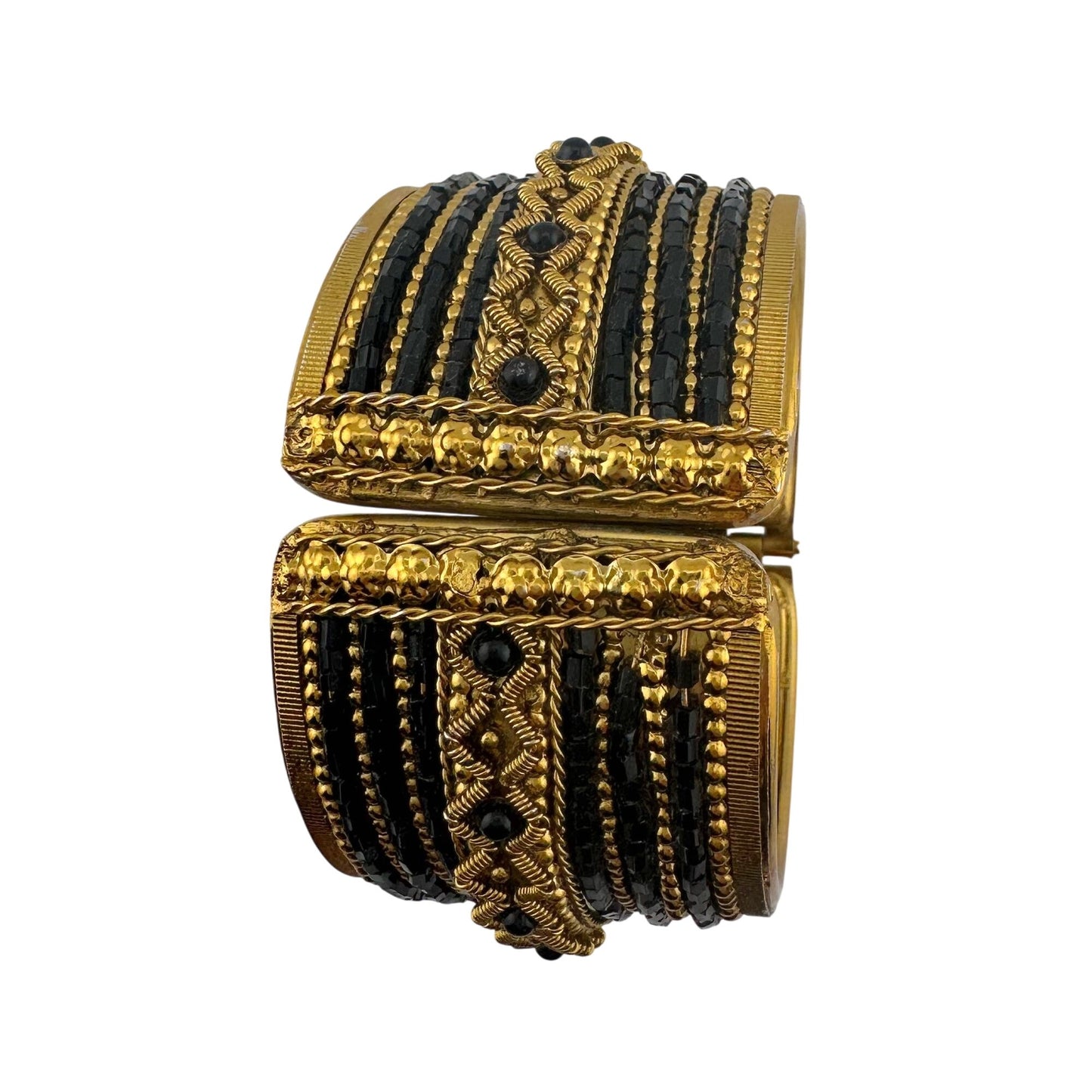 Women's Black and Gold Fashion Cuff Bracelet