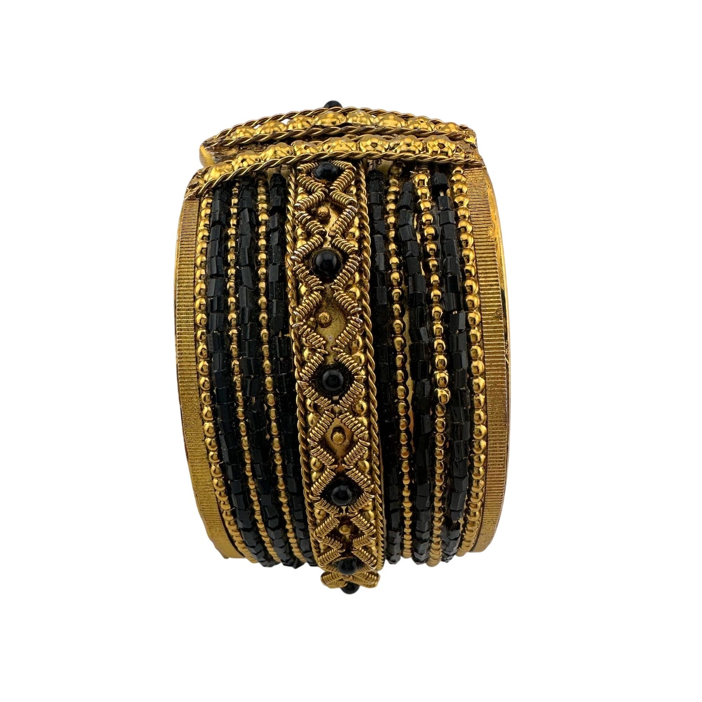 Women's Black and Gold Fashion Cuff Bracelet