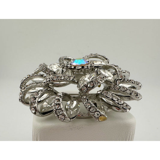 Beautiful Rhinestone Floral Swirl Brooch